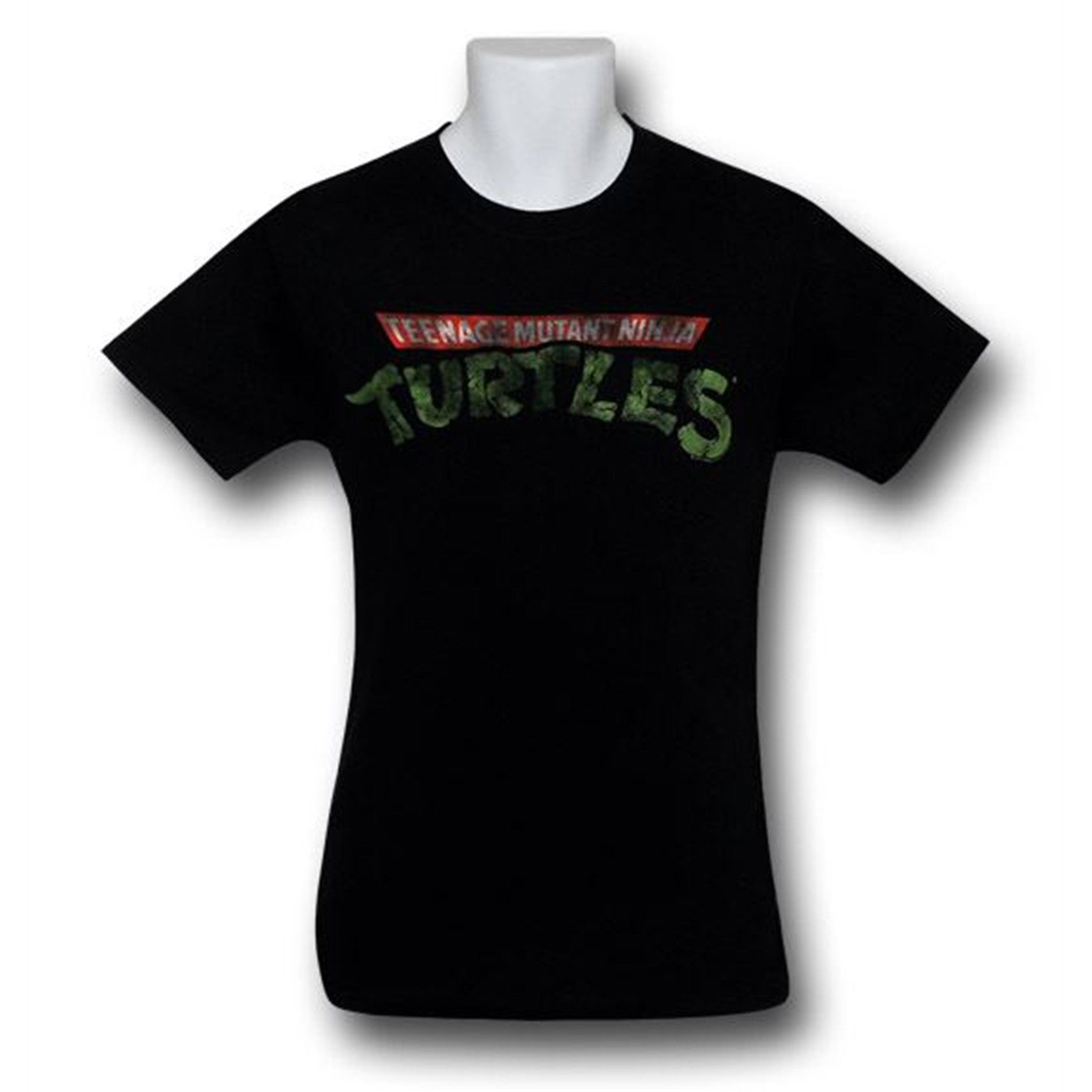 TMNT Logo Distressed Black T-Shirt, Black