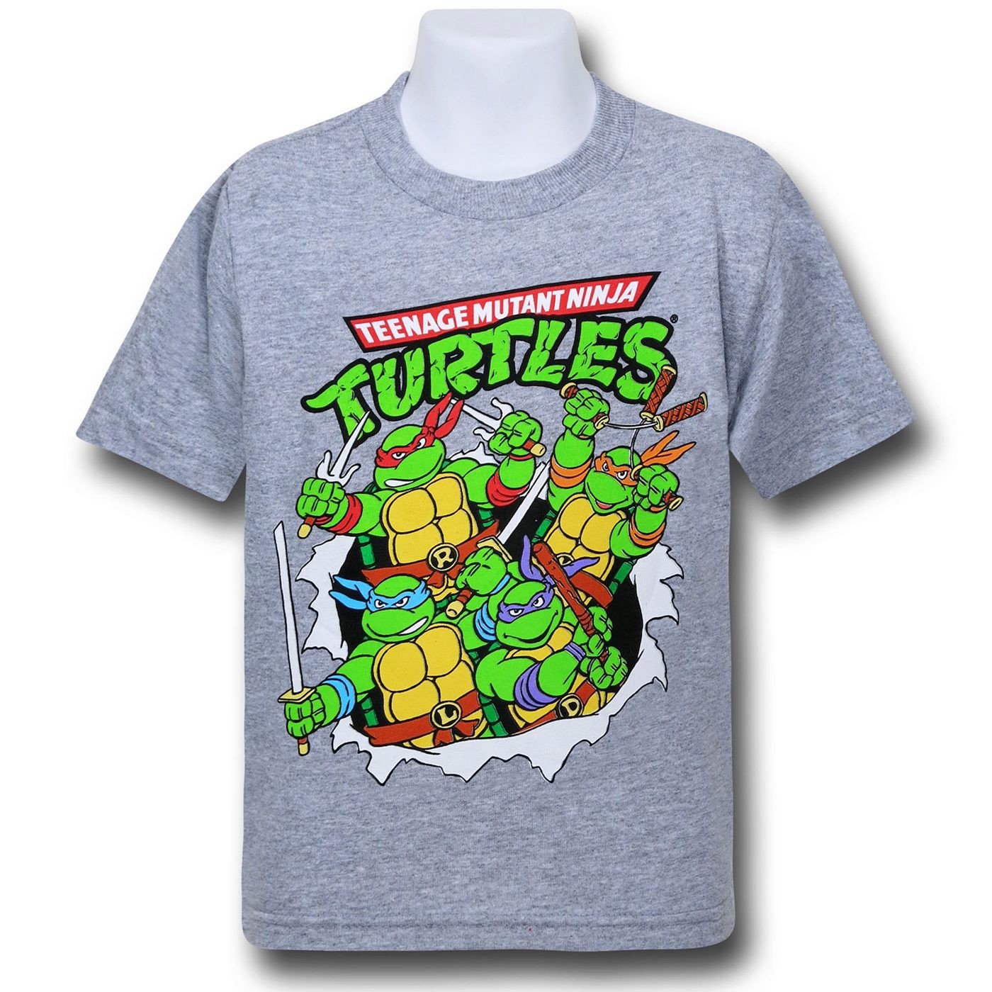 TMNT Busting Out Kids T-Shirt, Grey