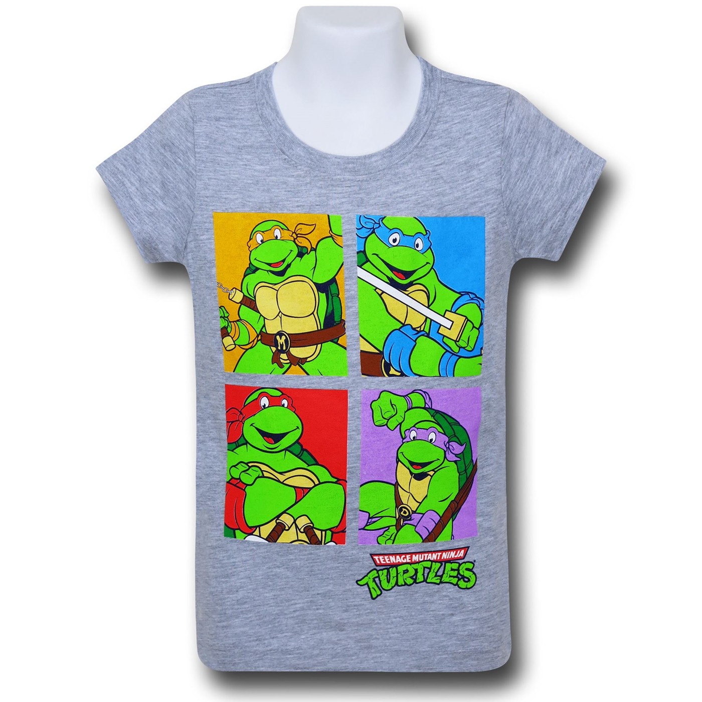 TMNT Boxes Girls T-Shirt, Grey