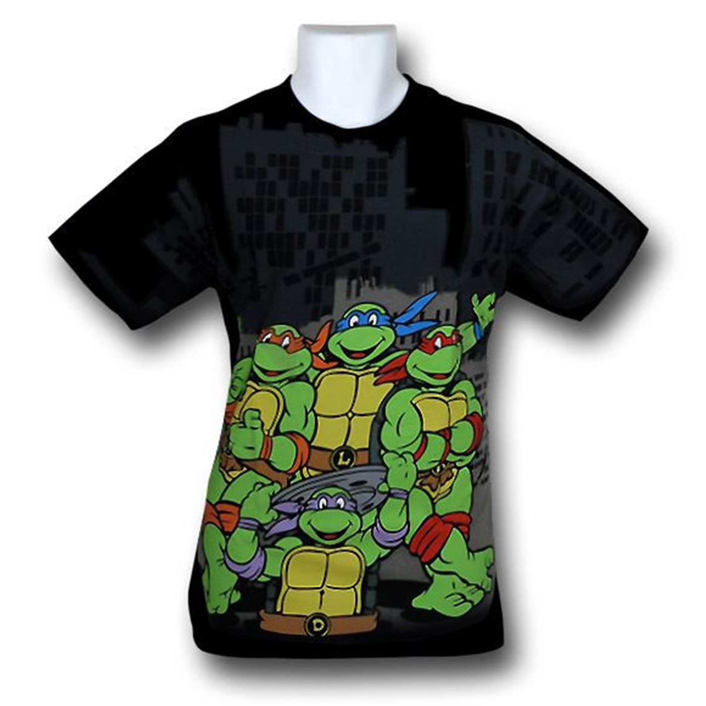 TMNT Cityscape Turtles T-Shirt, Black