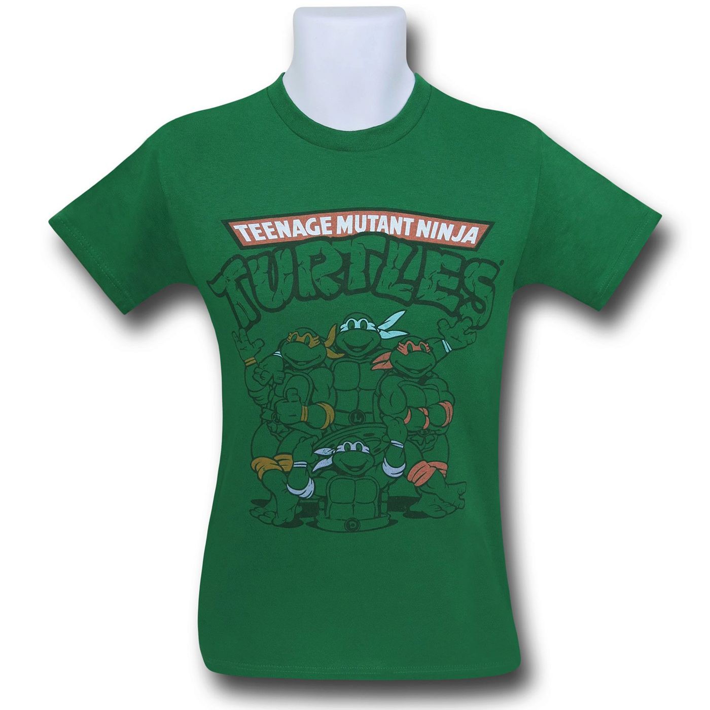 TMNT Group Outline Green T-Shirt, Green