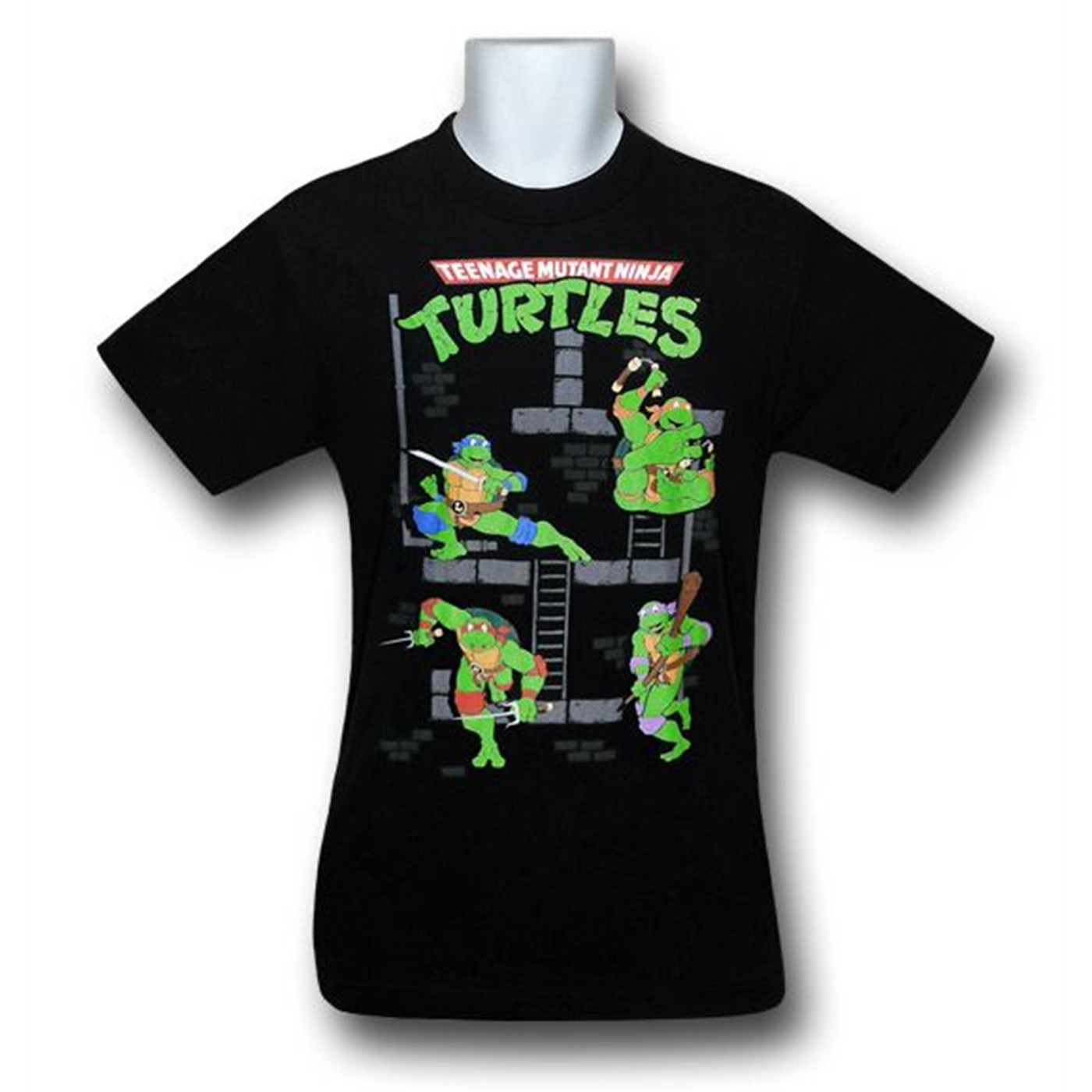 TMNT Turtles in a Half Shell 30 Single T-Shirt, Black