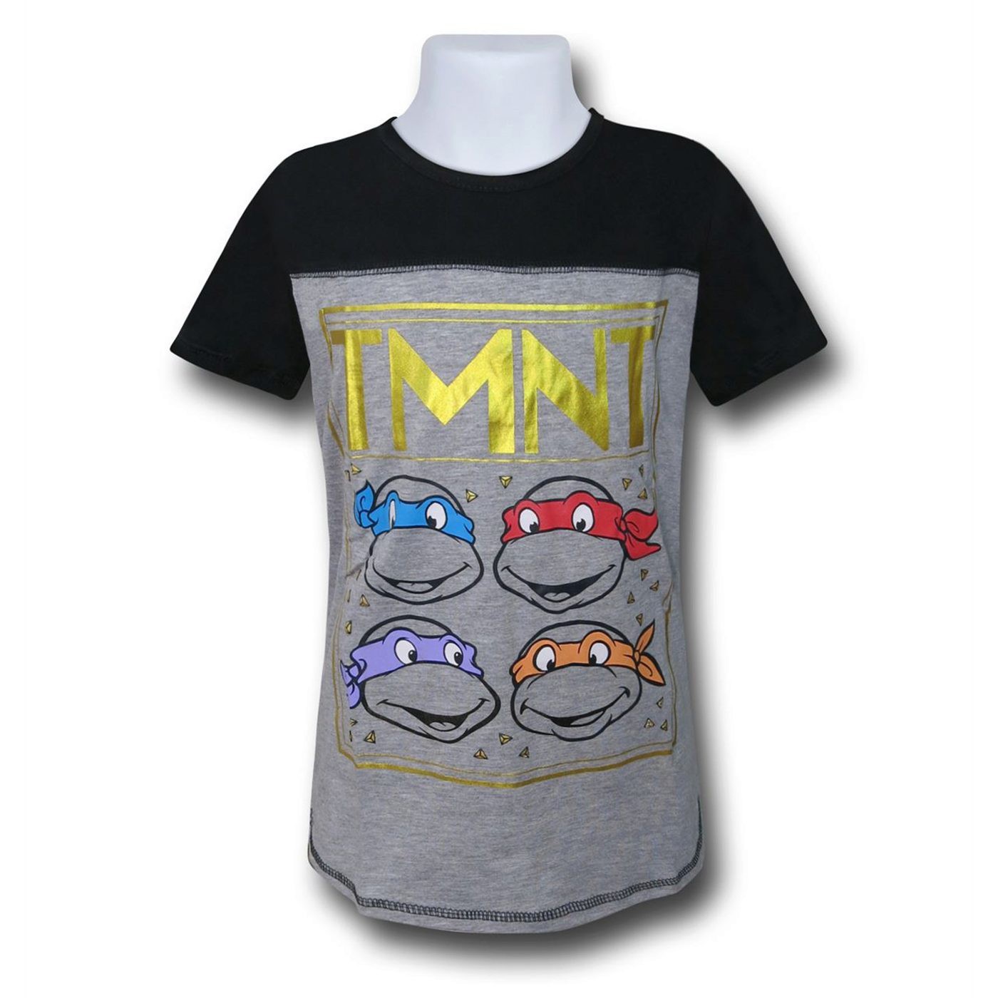 TMNT Heads Girls Youth T-Shirt, Black