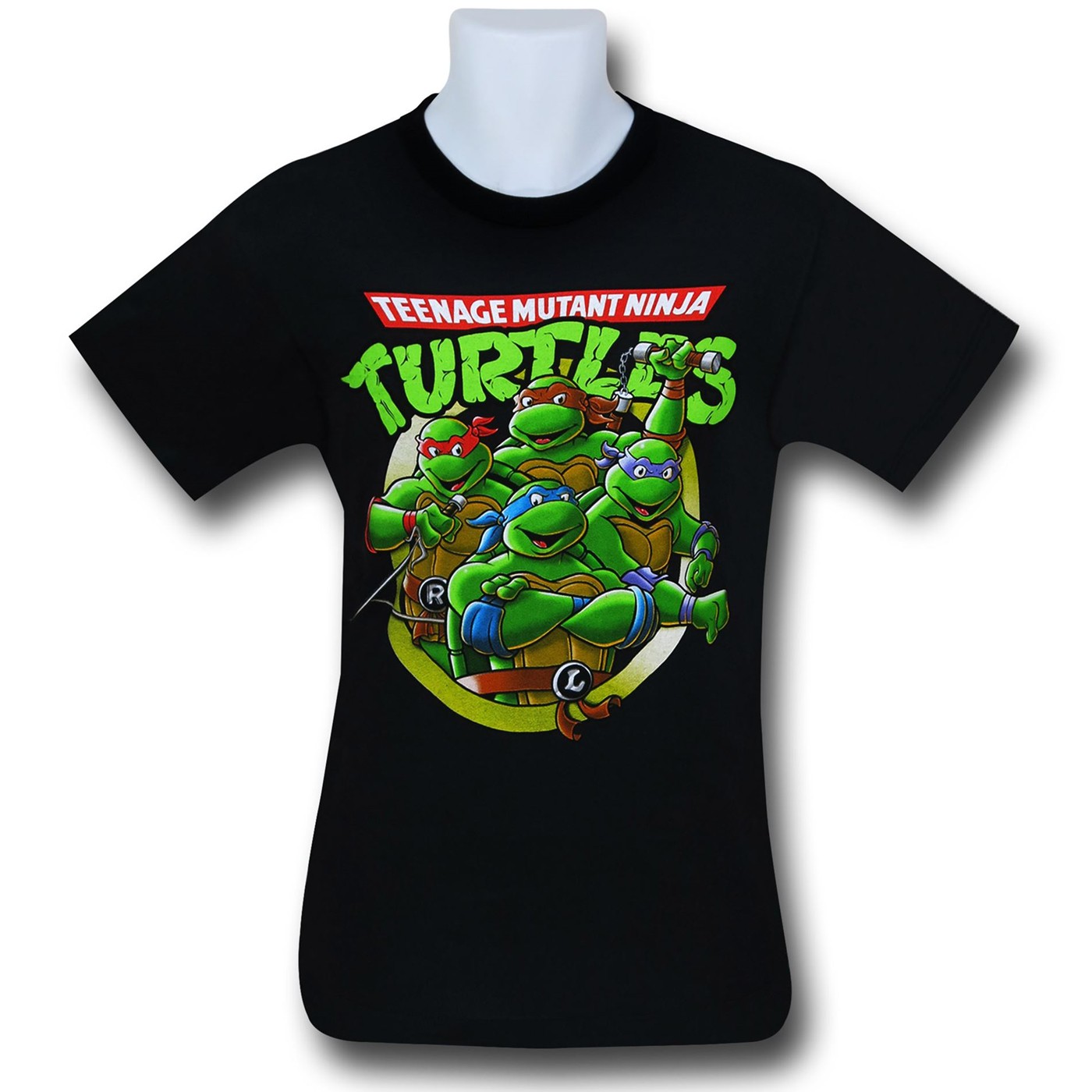TMNT Happy Group Black T-Shirt, Black