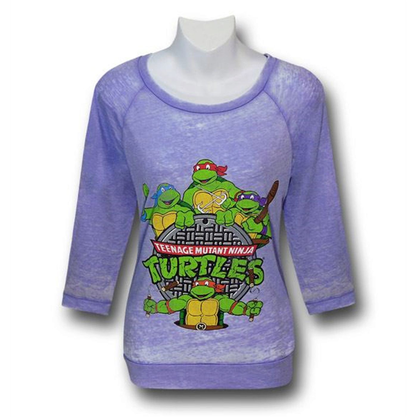 TMNT Retro Juniors 3/4 Sleeve Purple T-Shirt, Purple