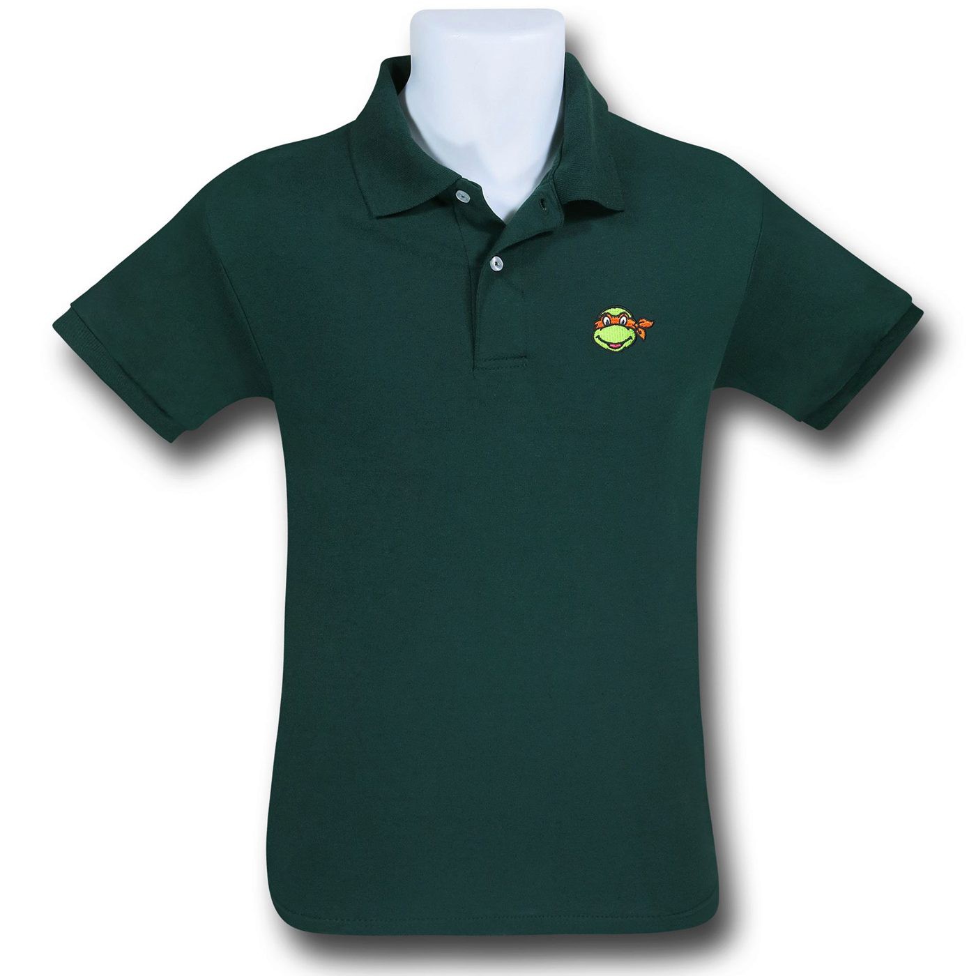TMNT Michelangelo Face Green Polo Shirt, Green