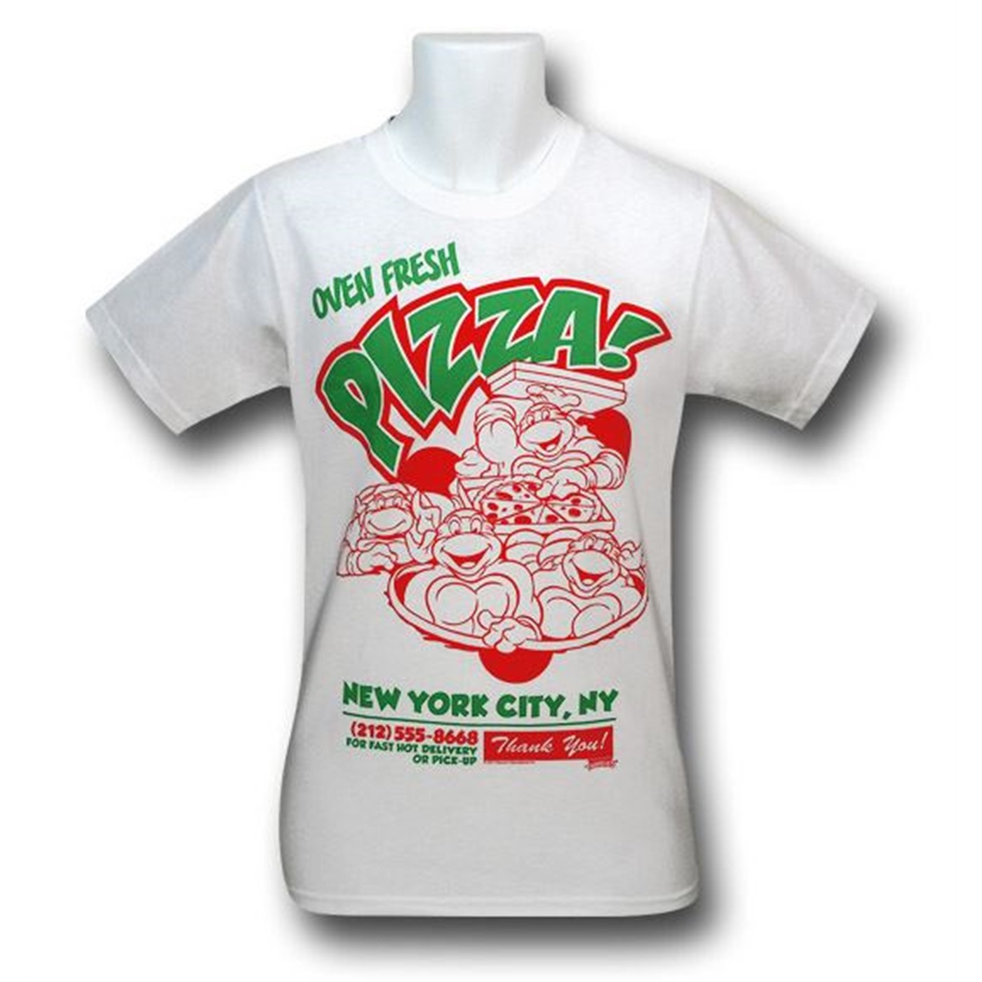TMNT Oven Fresh Pizza T-Shirt, White