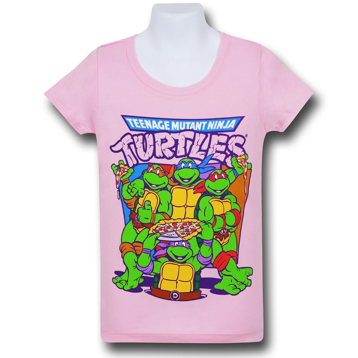 TMNT Pizza Party Girls T-Shirt, Pink