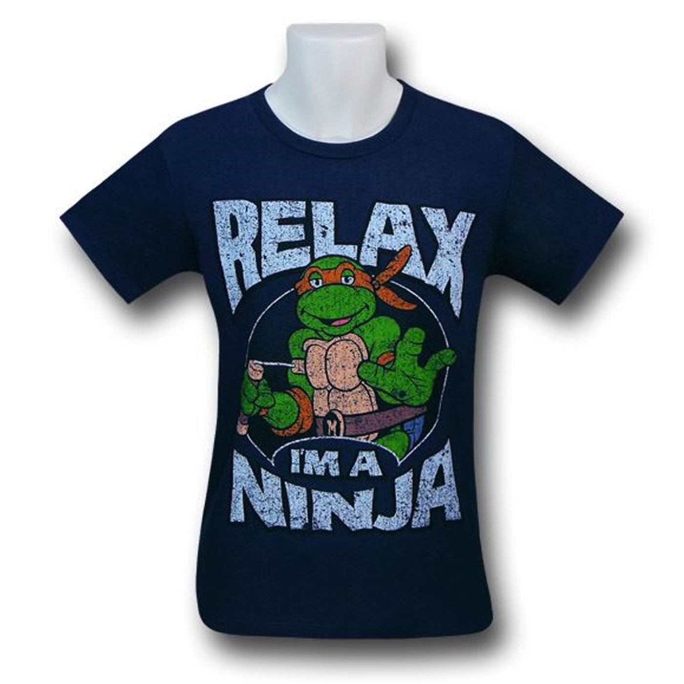TMNT Relax I'm a Ninja 30 Single Navy T-Shirt, Blue