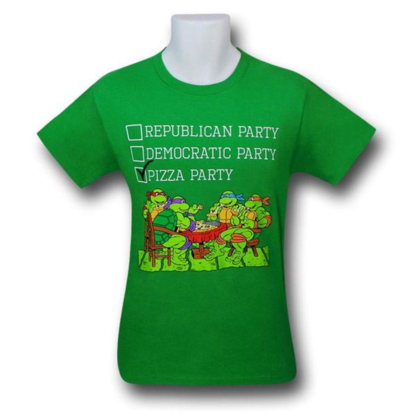 TMNT Vote Pizza Party Green 30 Single T-Shirt, Green