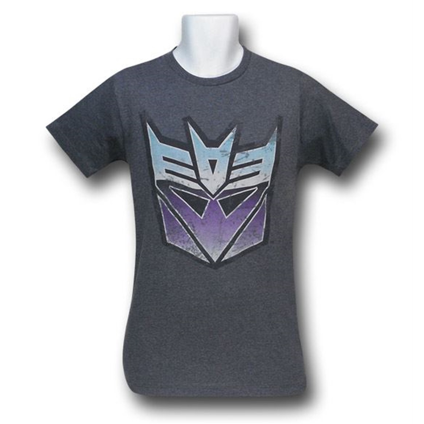 Decepticon Heather Distressed Symbol 30 Single T-Shirt, Grey