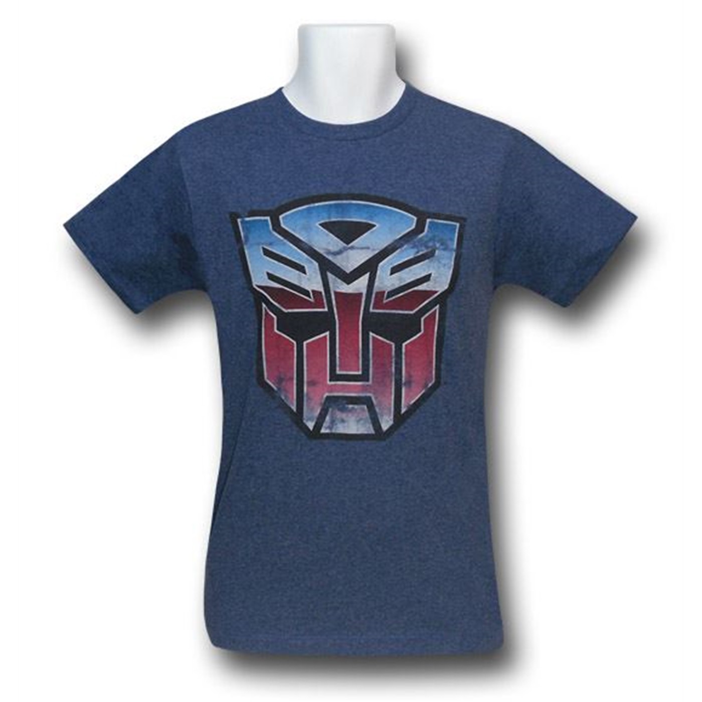 Autobot Distress Symbol Heather Blue 30 Single T-Shirt, Blue