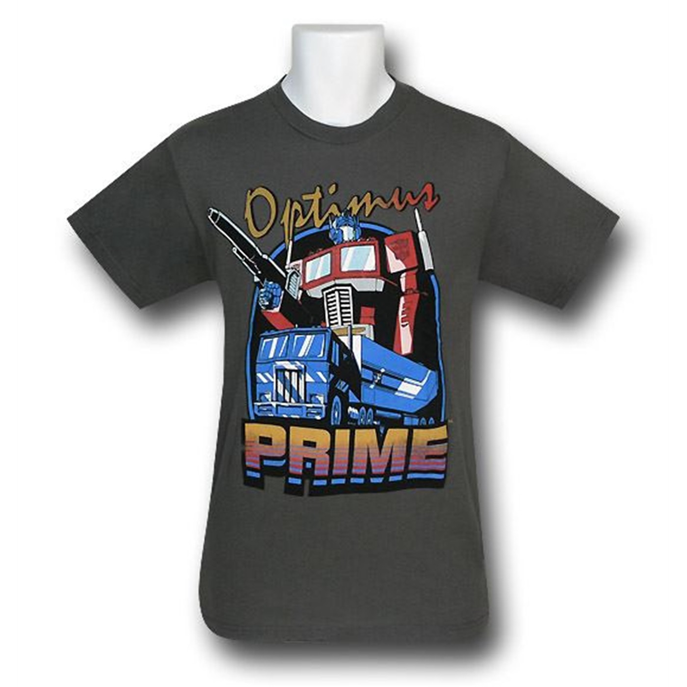 Transformers Optimus Prime At The Ready T-Shirt, Grey