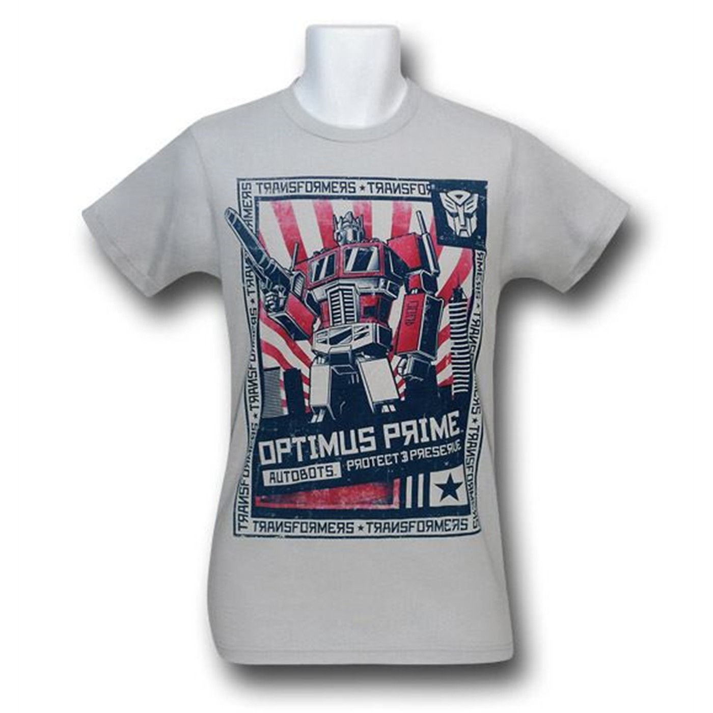 Transformers Protect Serve Poster 30 Single T-Shirt, Grey