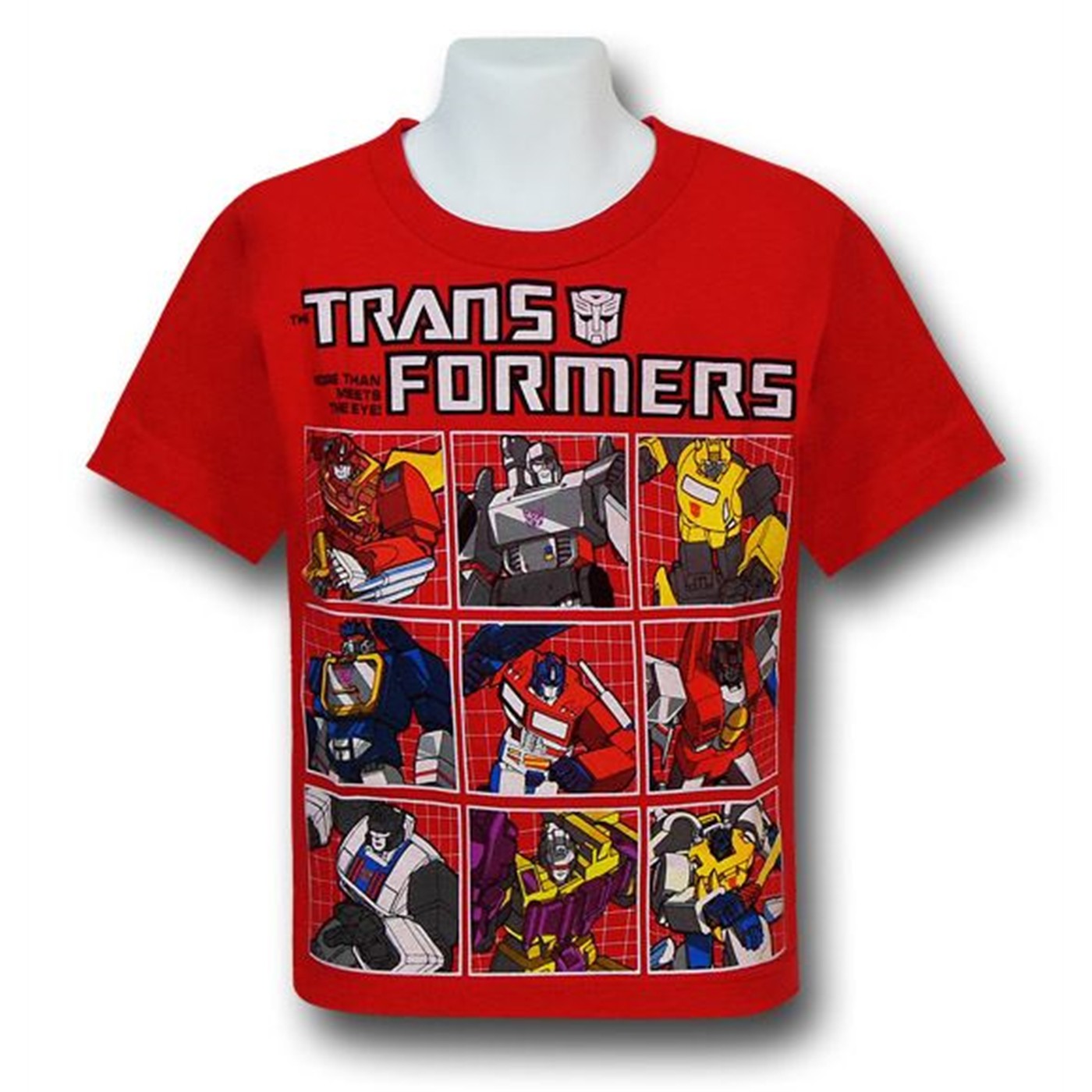 Transformers Faded Grid Kids Red T-Shirt, Red