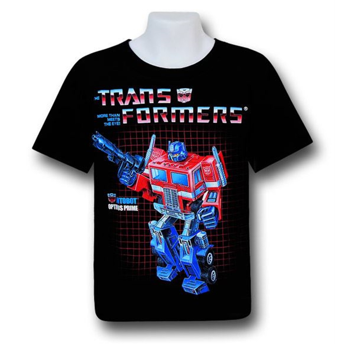 Transformers Optimus on Grid Kids T-Shirt, Black