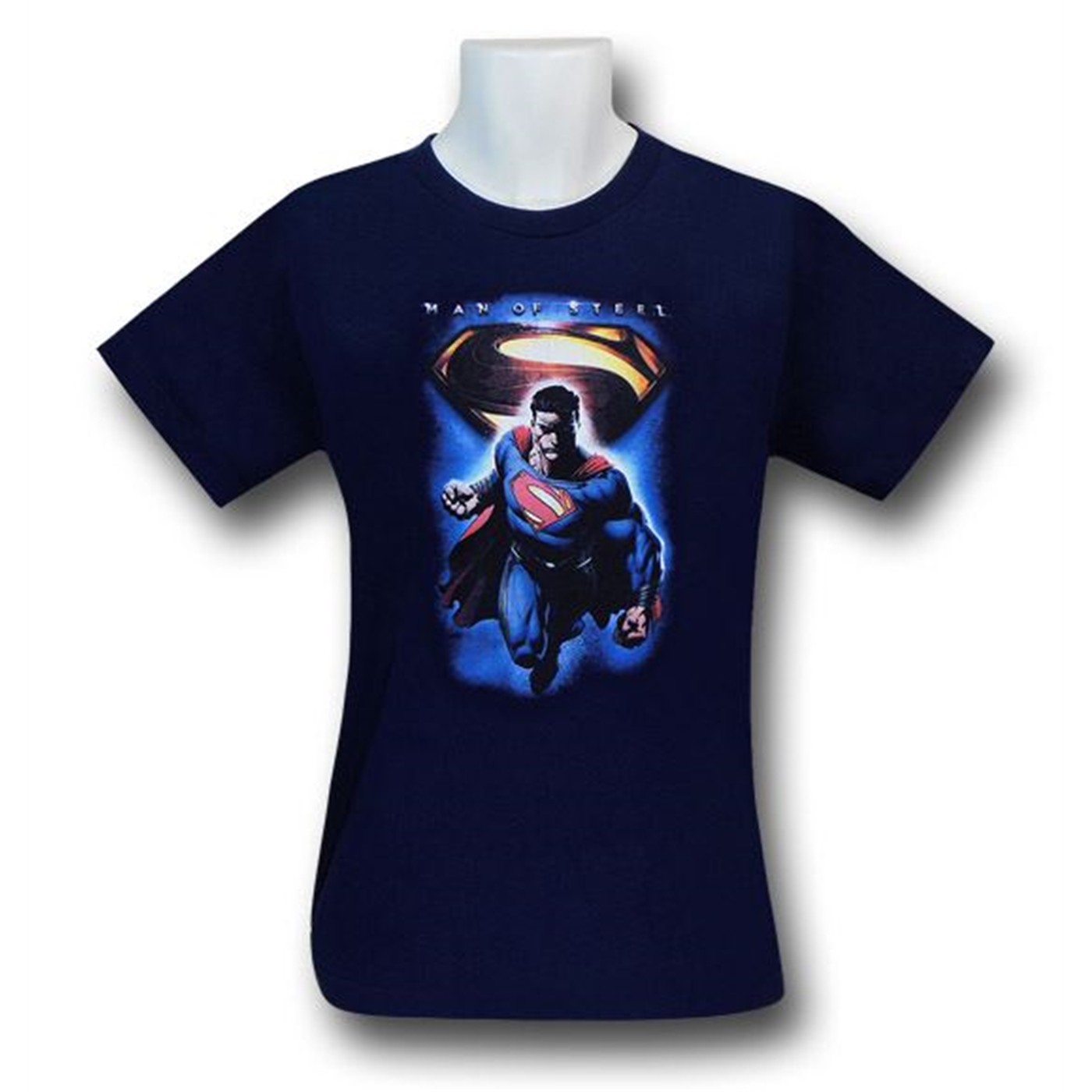 Superman Man Of Steel Image w/Symbol Kids T-Shirt, Blue