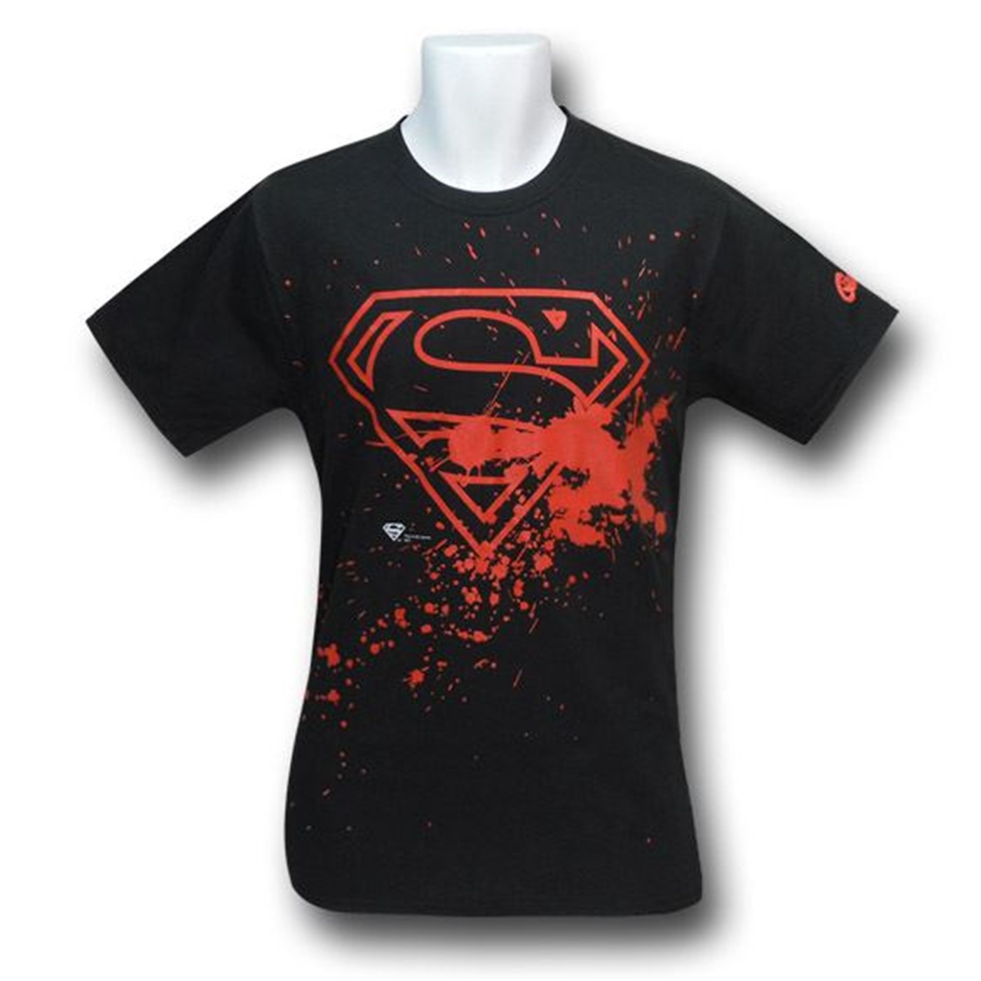Superman Bloody Splatter Symbol T-Shirt, Black