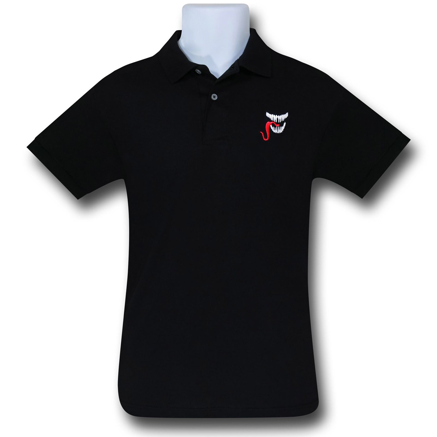Venom Mouth Black Polo Shirt, Black