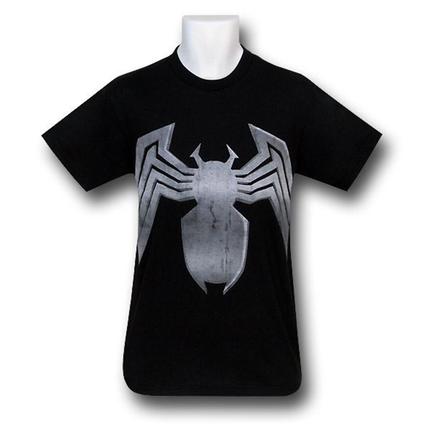 Venom Silver Distressed Symbol T-Shirt, Black