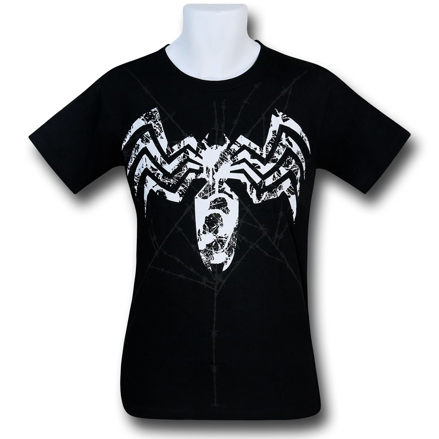 Venom Distressed Symbol & Web 30 Single T-Shirt, Black
