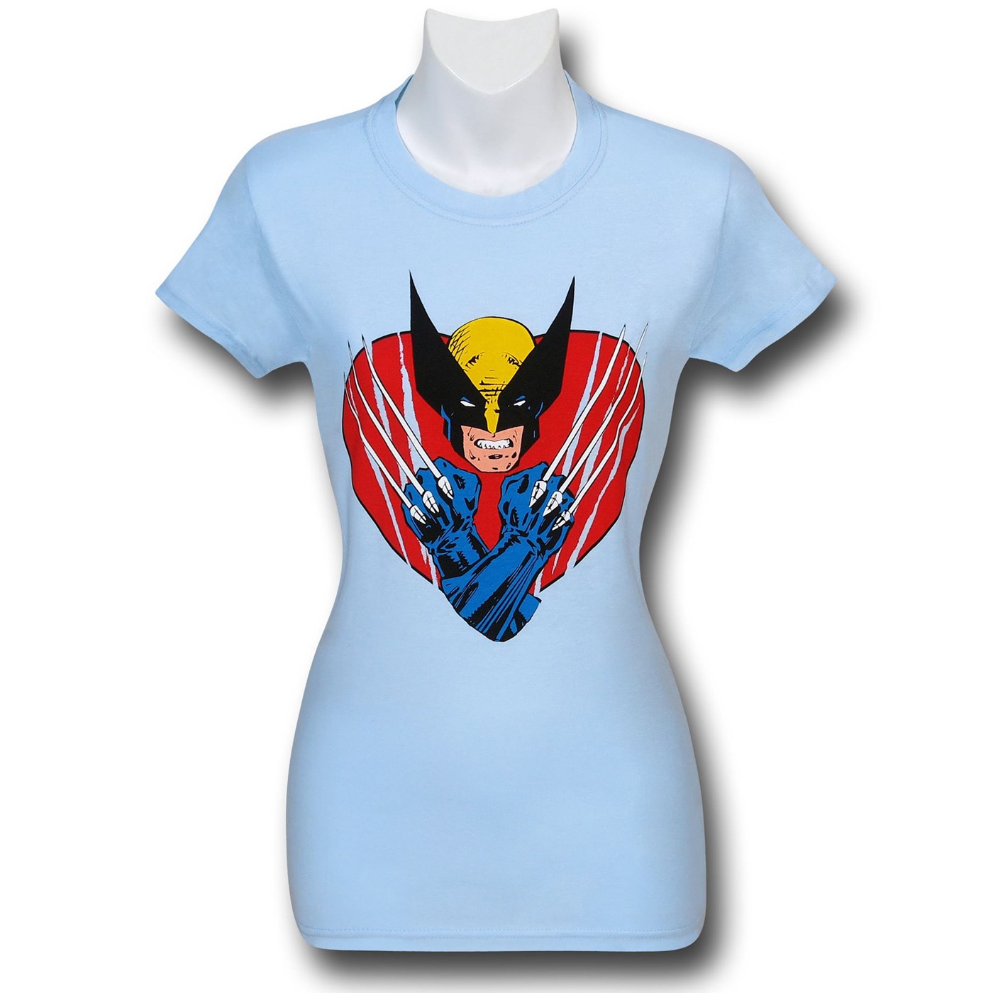 Wolverine Clawed Heart Blue Women's T-Shirt, Blue