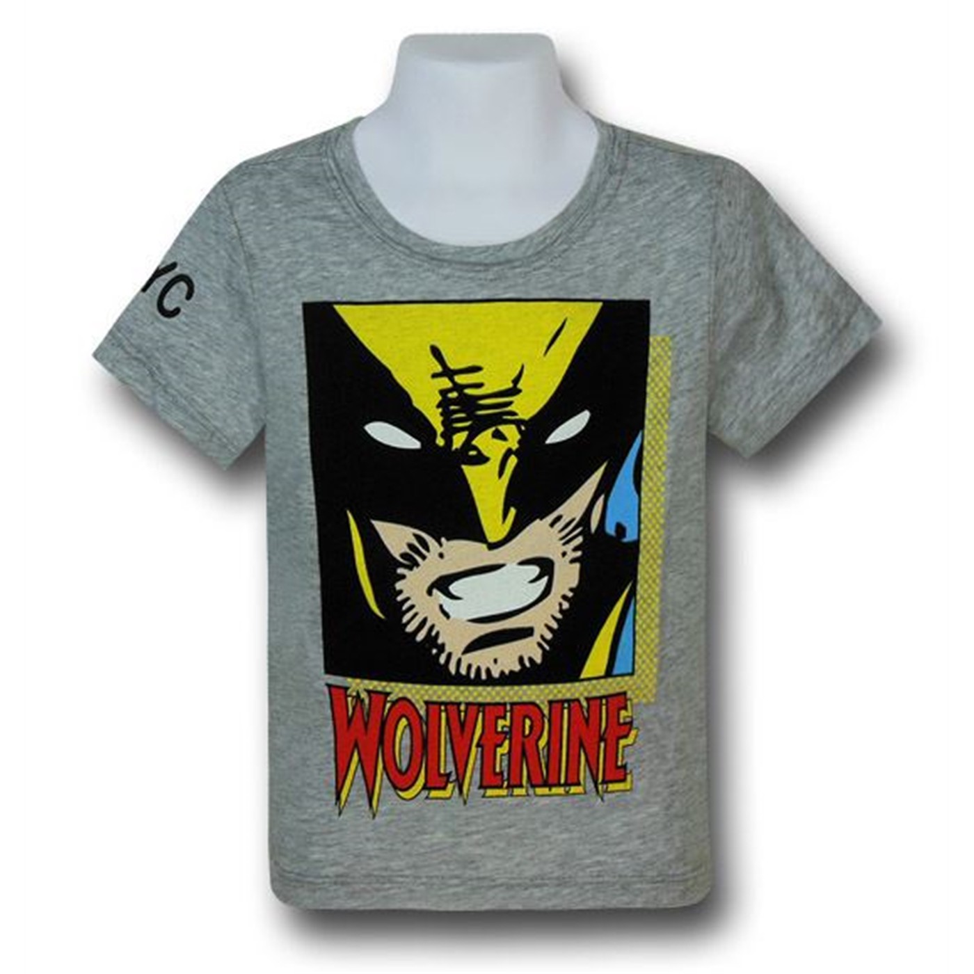 Wolverine Face NYC Kids Grey 30 Single T-Shirt, Grey