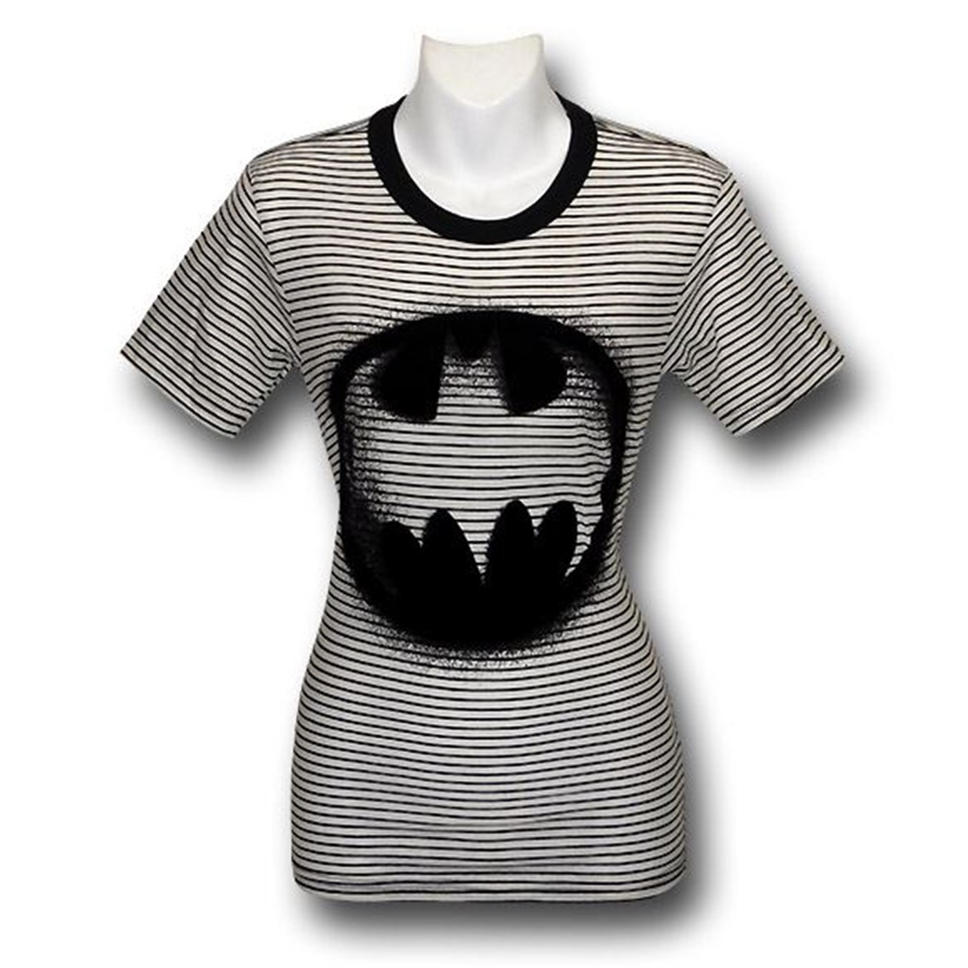 Batman Womens Flock Splatter Symbol T-Shirt, White