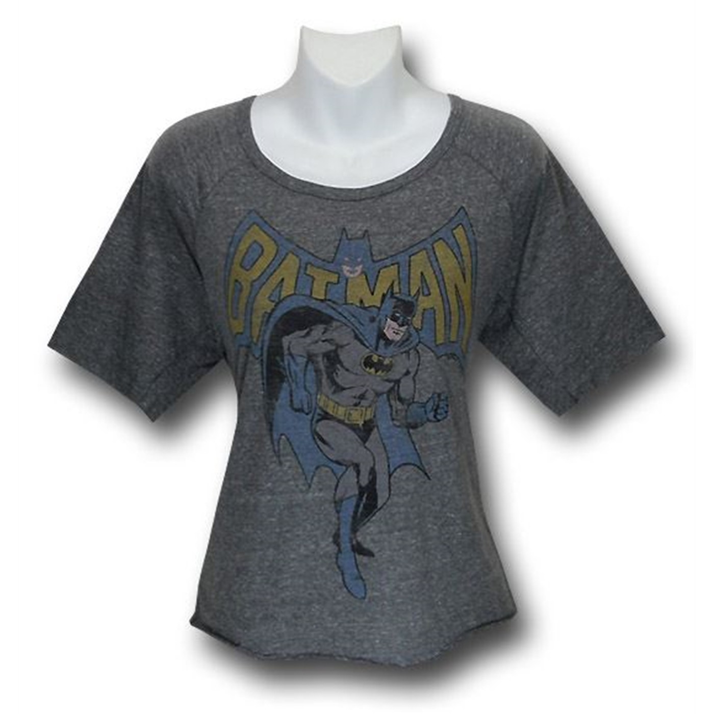 Batman Womens Triblend Junk Food Slouch Shirt, Grey