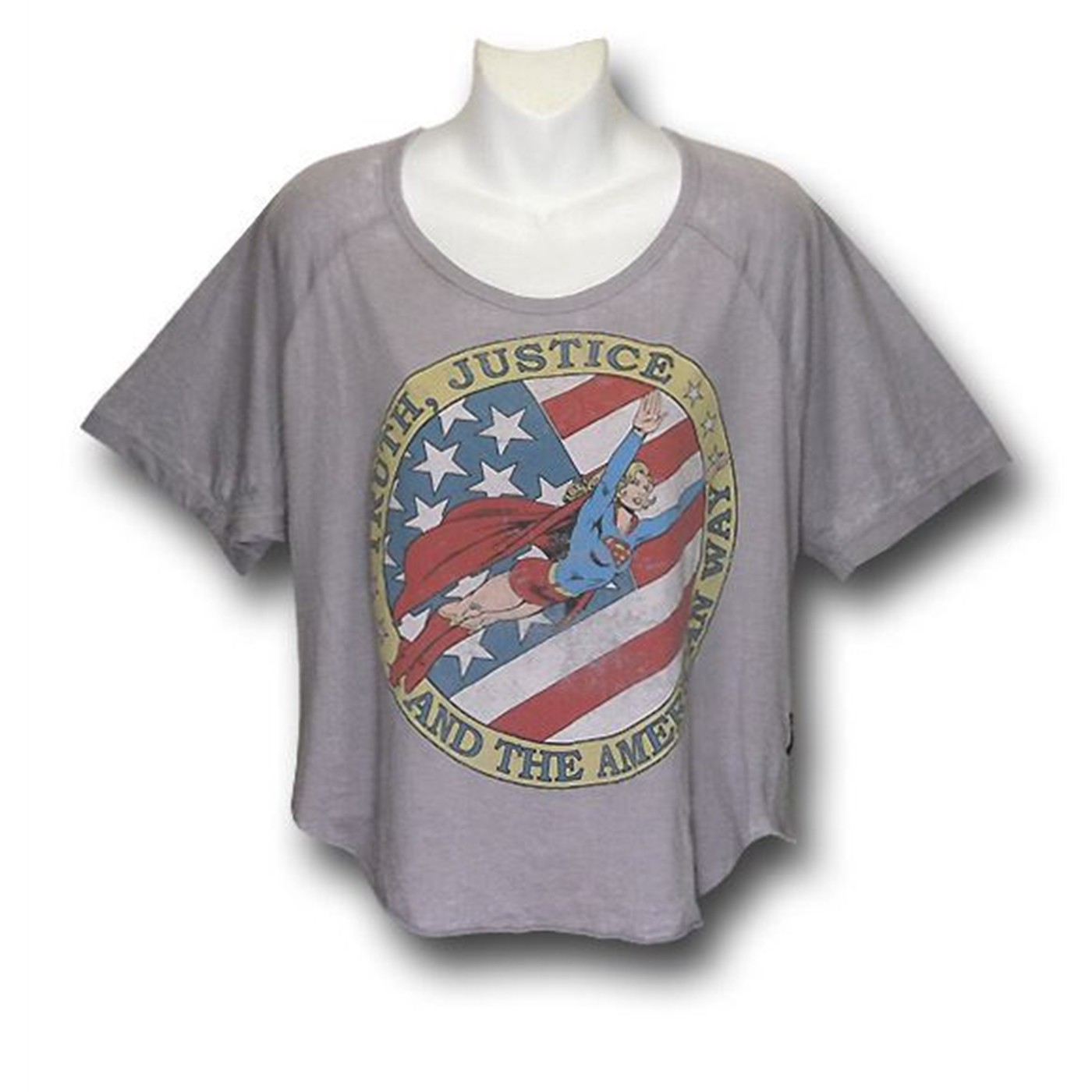 Supergirl Trunks Womens Circle Flag Slouch Shirt, Grey