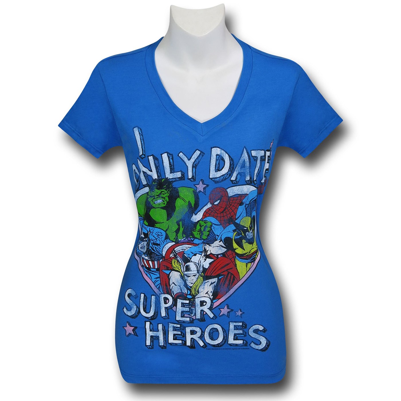 Marvel Only Date Superheroes Women's T-Shirt, Blue