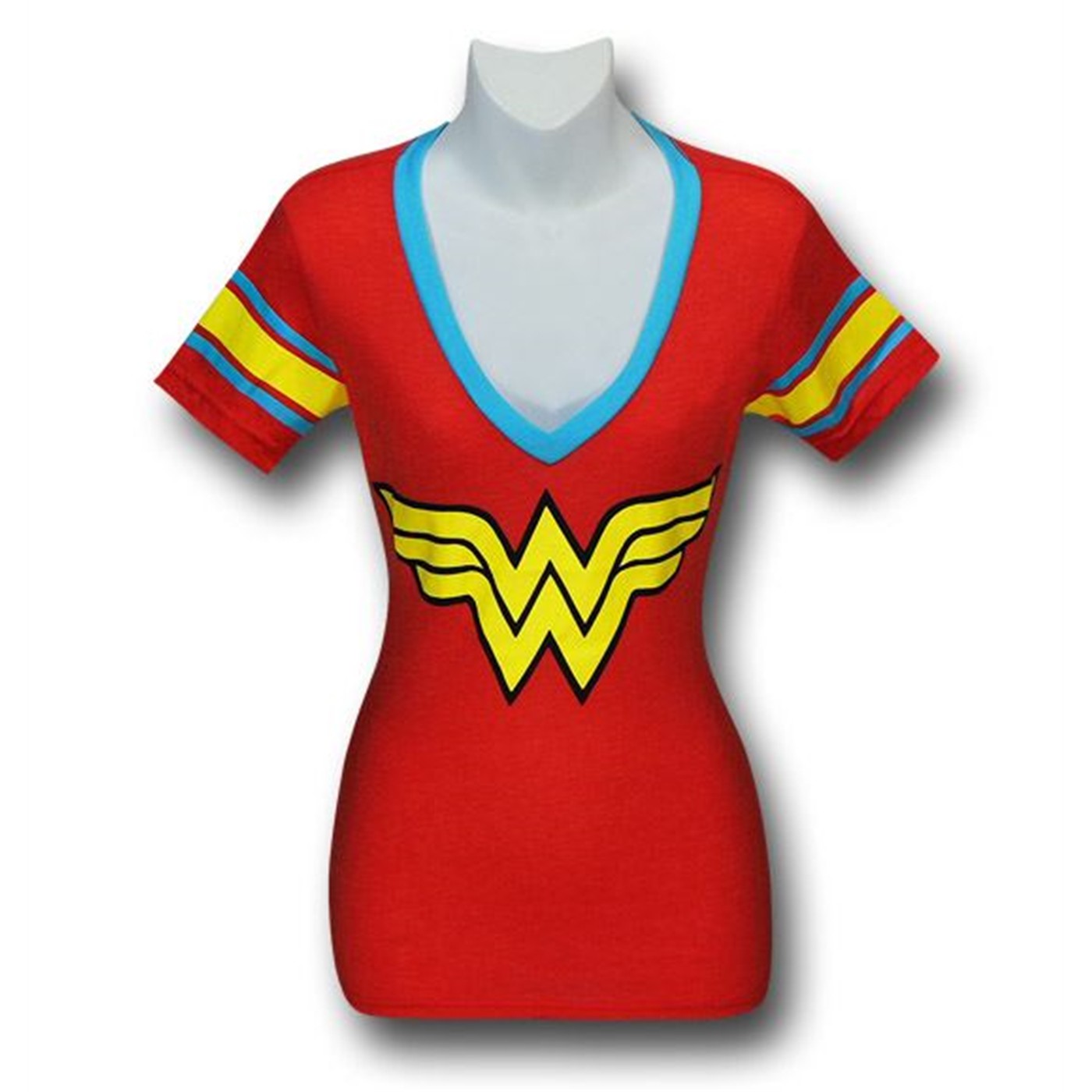 Wonder Woman Athletic Deep V-Neck Women's T-Shirt, Red