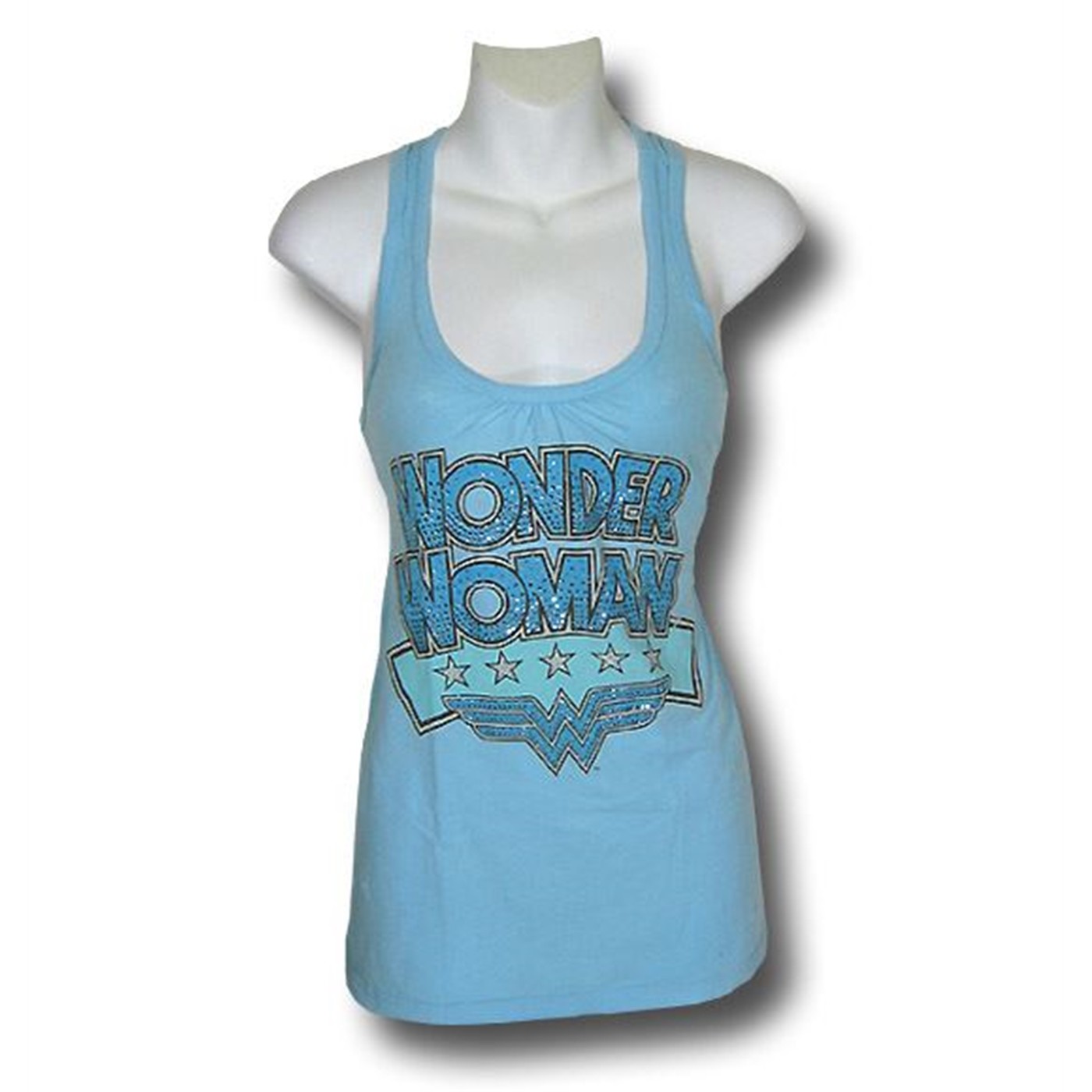 Wonder Woman Womens Blue Crystal Logo Tank Top, Blue
