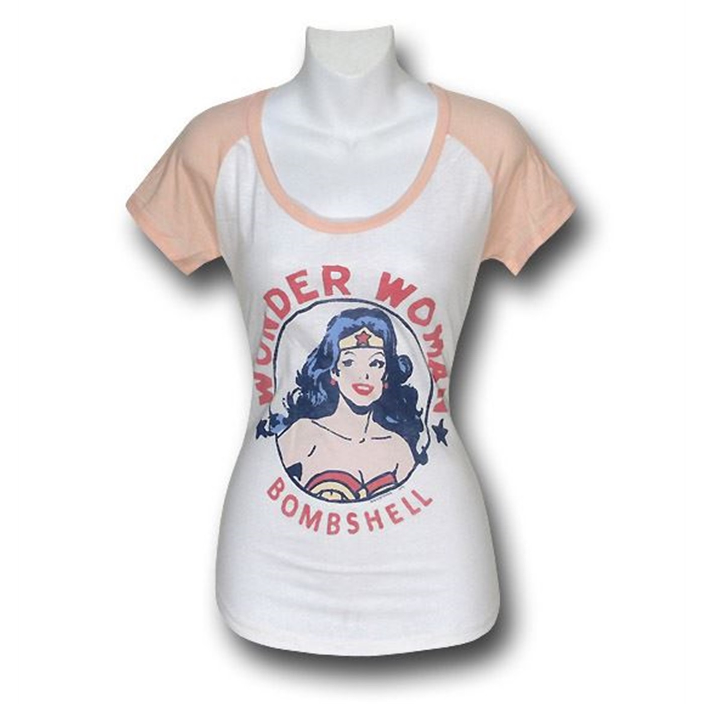 Wonder Woman Bombshell Jr Womens Junk Food T-Shirt, White