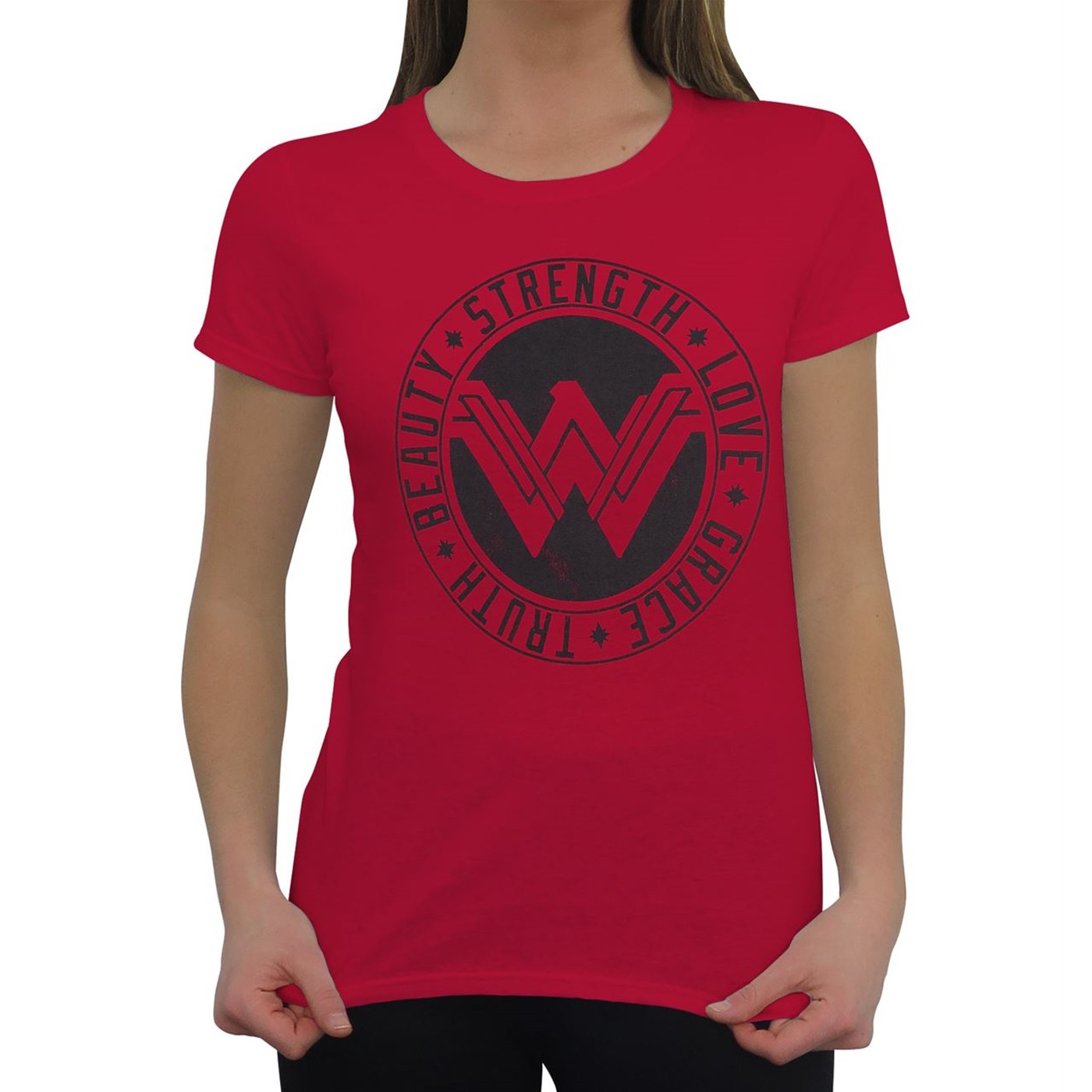 Wonder Woman Movie Logo & Strength Women's T-Shirt, Red