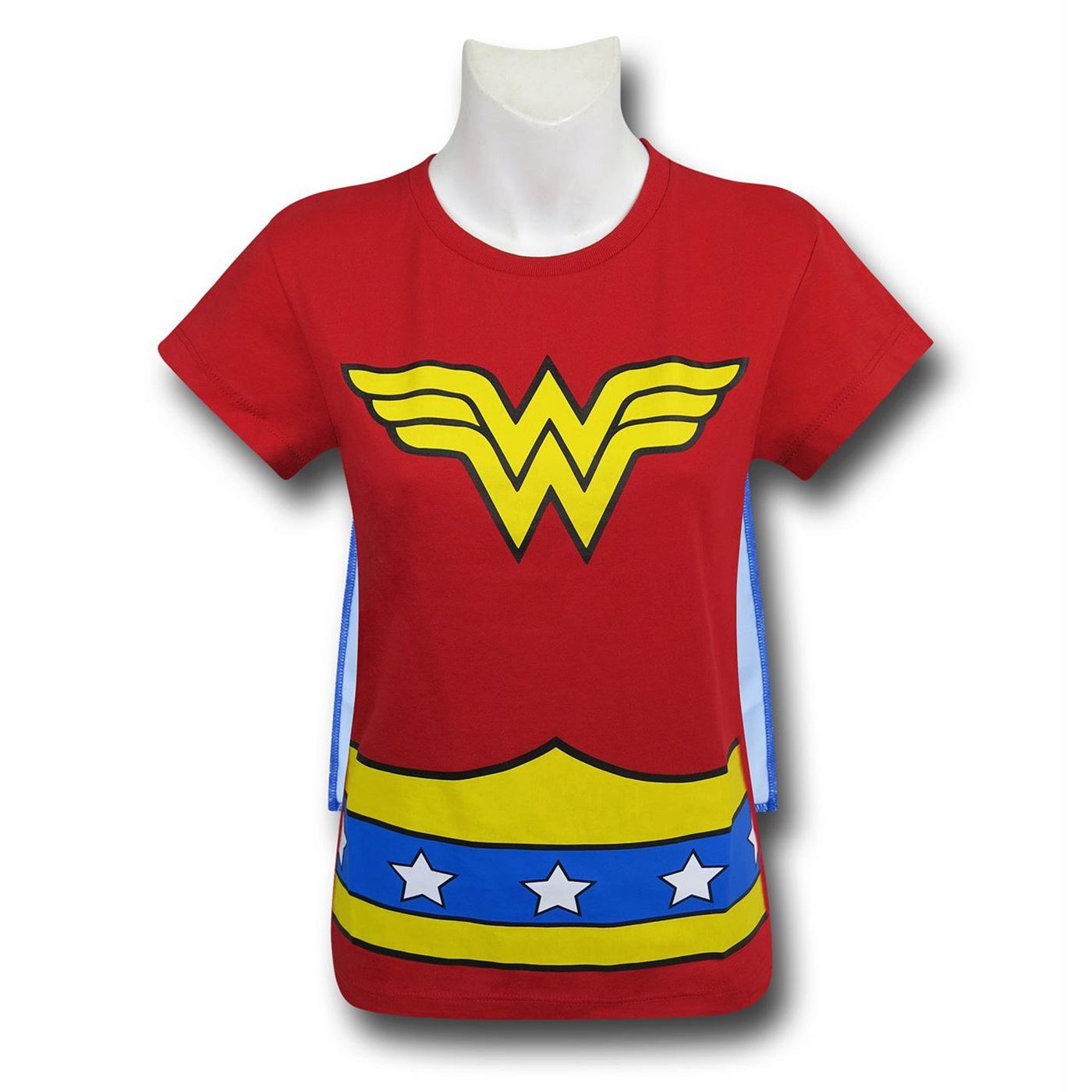 Wonder Woman Stars Caped Costume Girls T-Shirt, Red