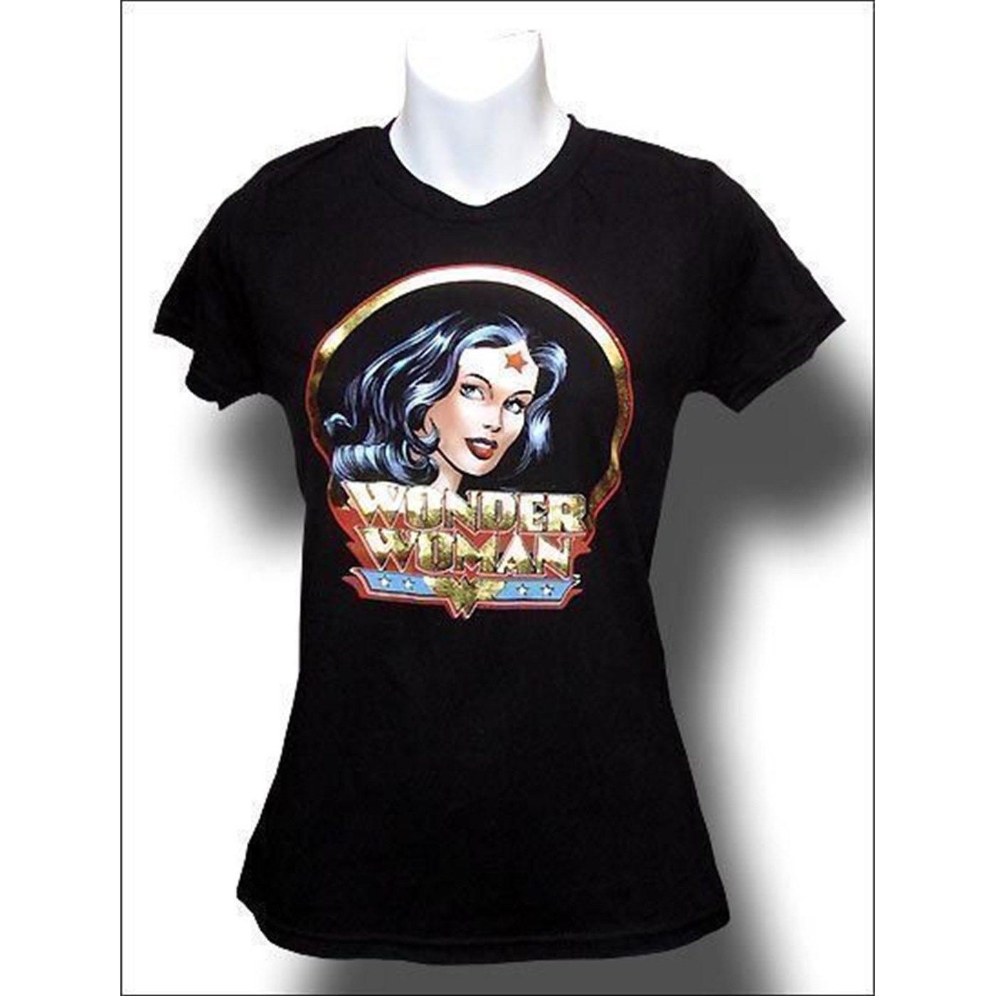 Wonder Woman Foil Circle Face, Black