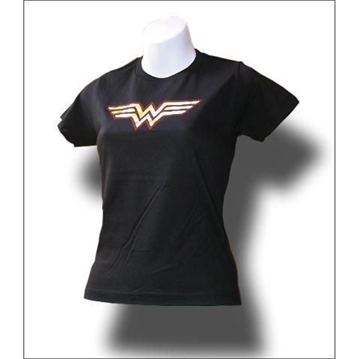 Wonder Woman Gold Foil Symbol T-Shirt, Black