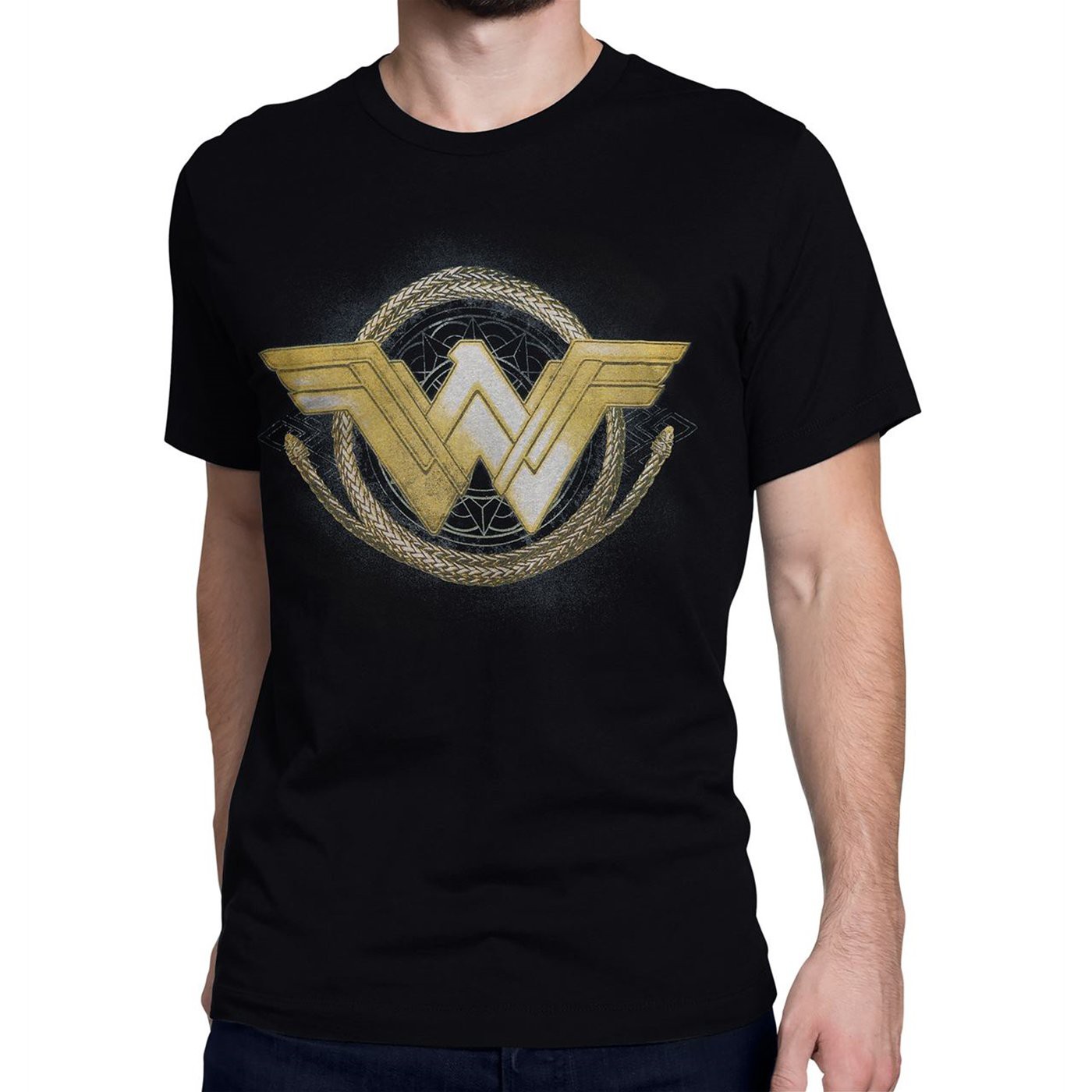 Wonder Woman Movie Golden Lasso Logo Men's T-Shirt, Black