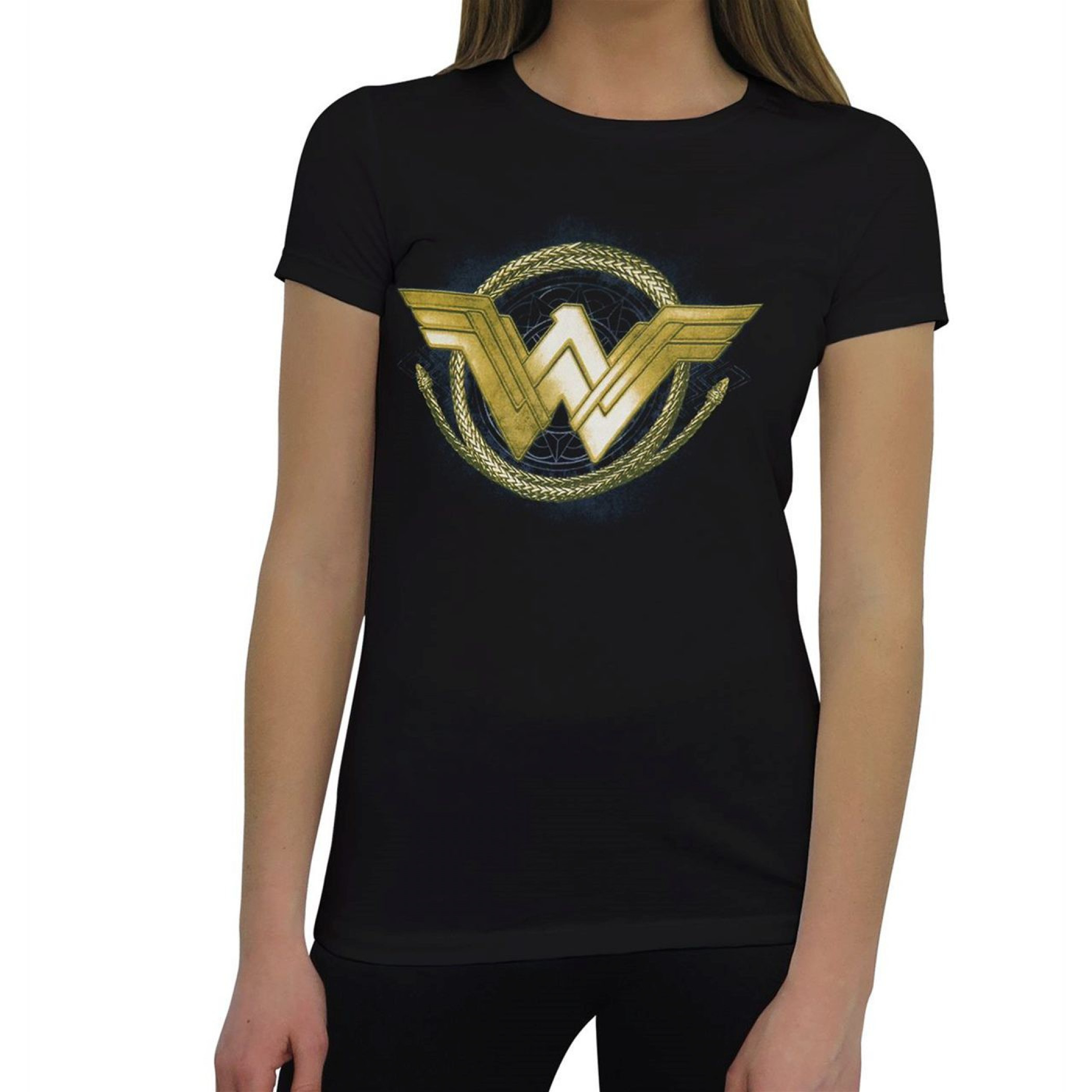 Wonder Woman Golden Lasso Logo Women's T-Shirt, Black