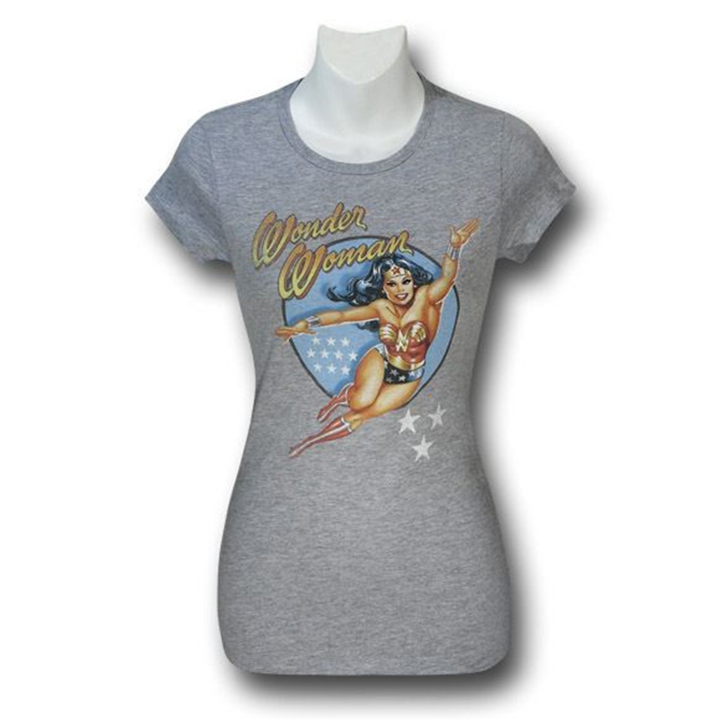 Wonder Woman Image and Stars Grey Women's T-Shirt, Grey
