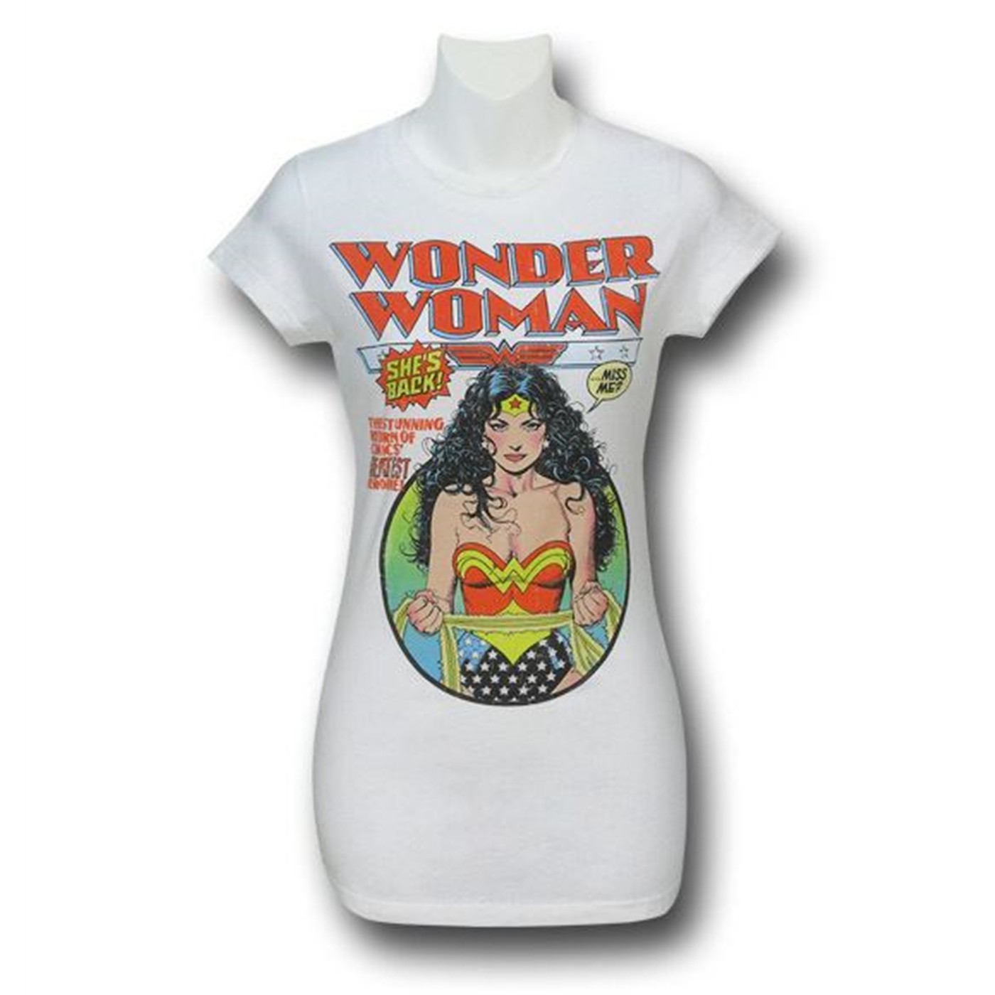 Wonder Woman Is Back Jr Womens T-Shirt, White