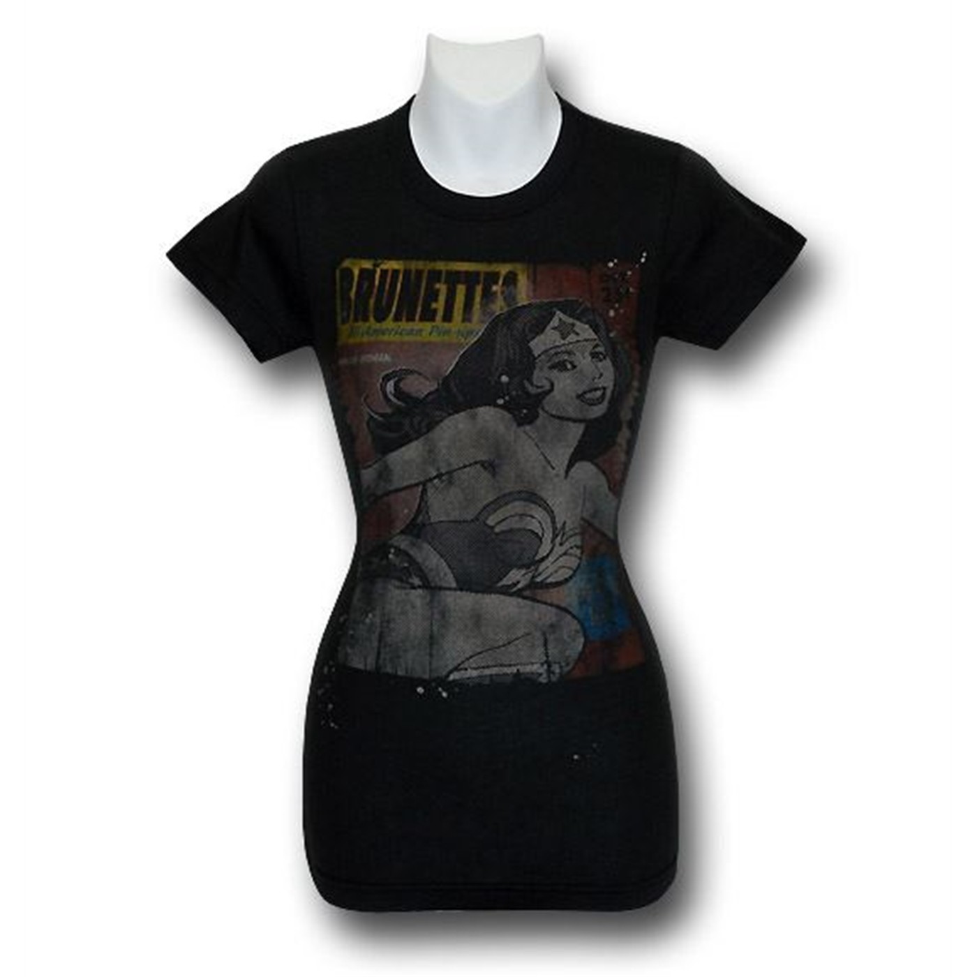 Wonder Woman Juniors Pinup Junkfood T-Shirt, Black