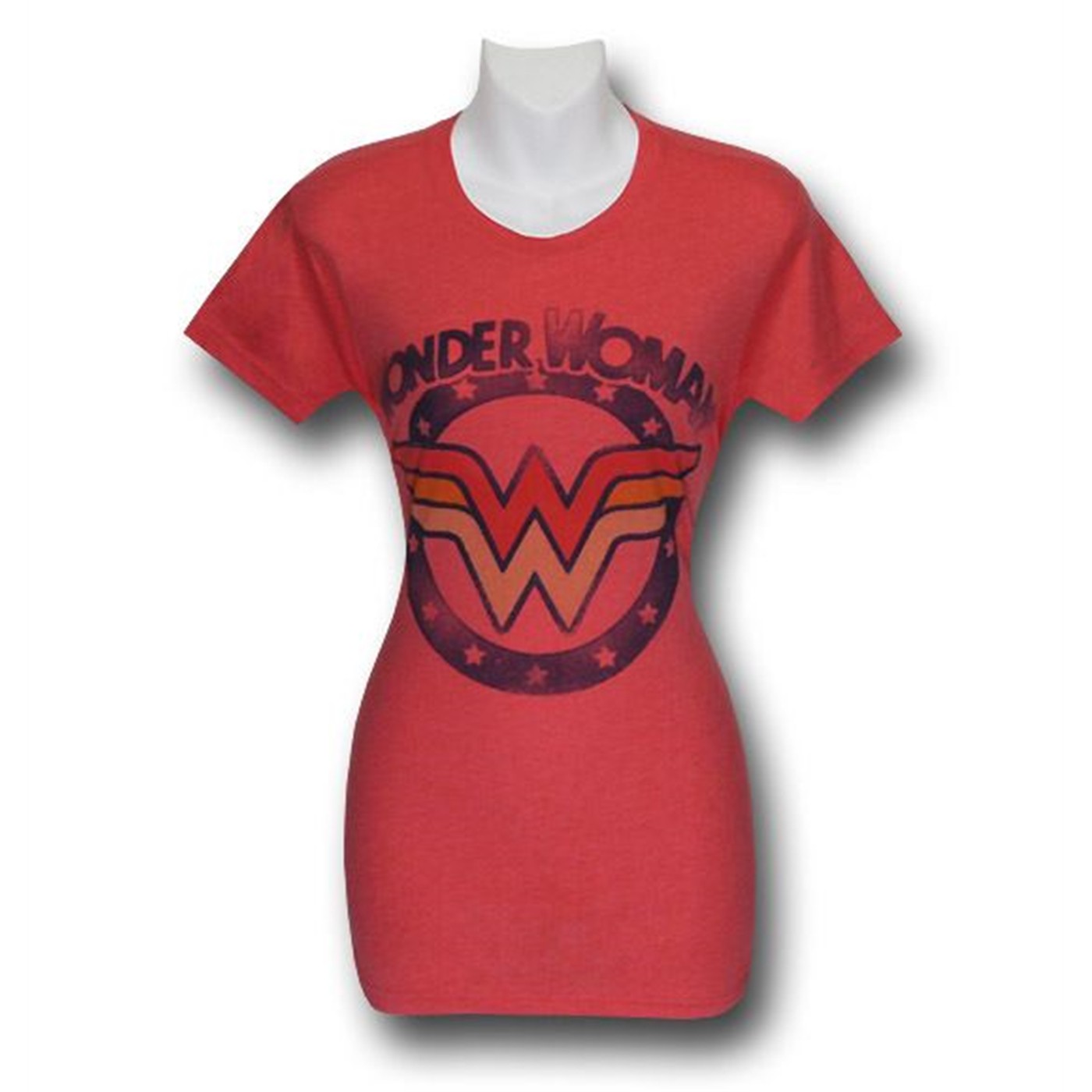 Wonder Woman Peach Stamp Junkfood Full Figure T-Shirt, Red
