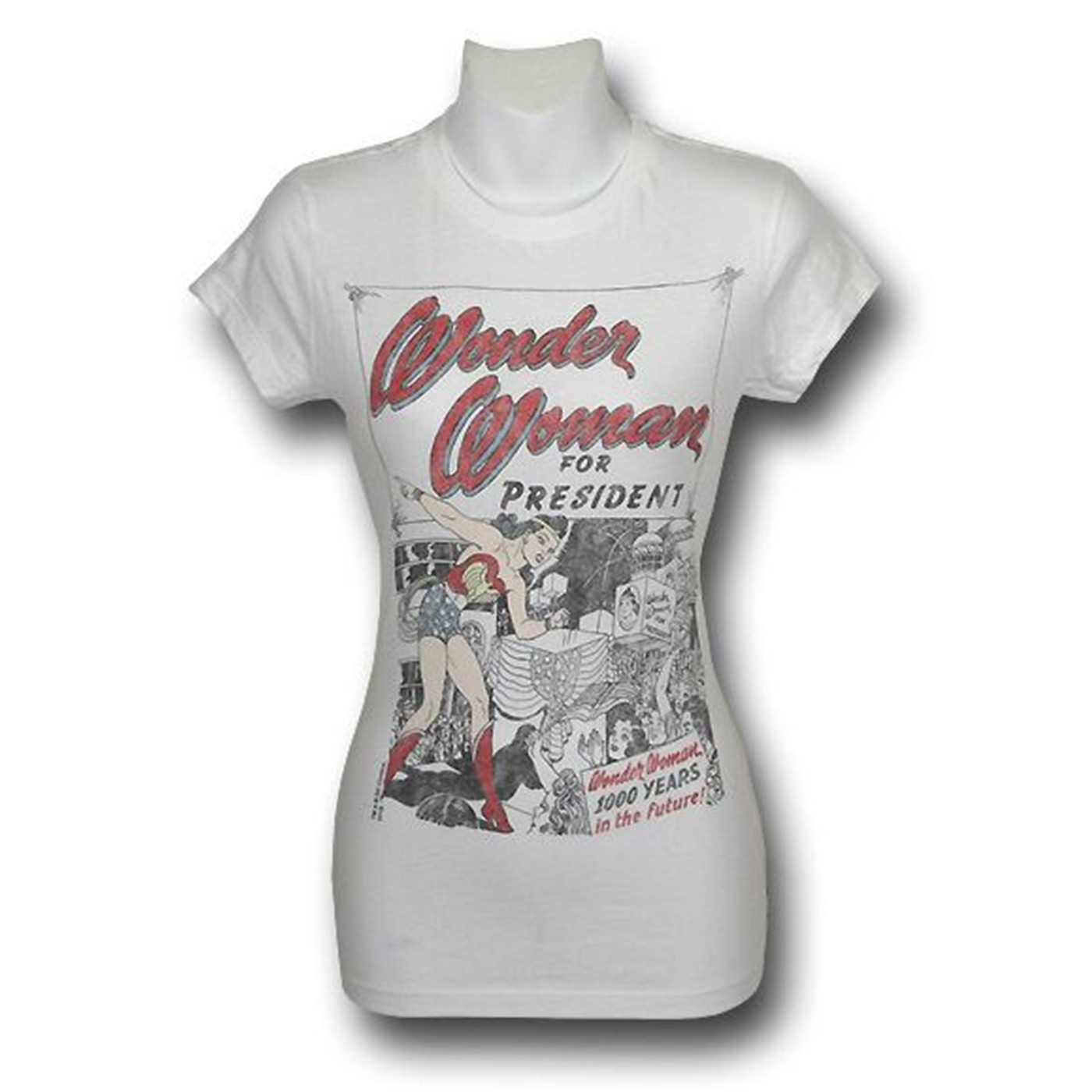 Wonder Woman For President Juniors Trunk T-Shirt, White