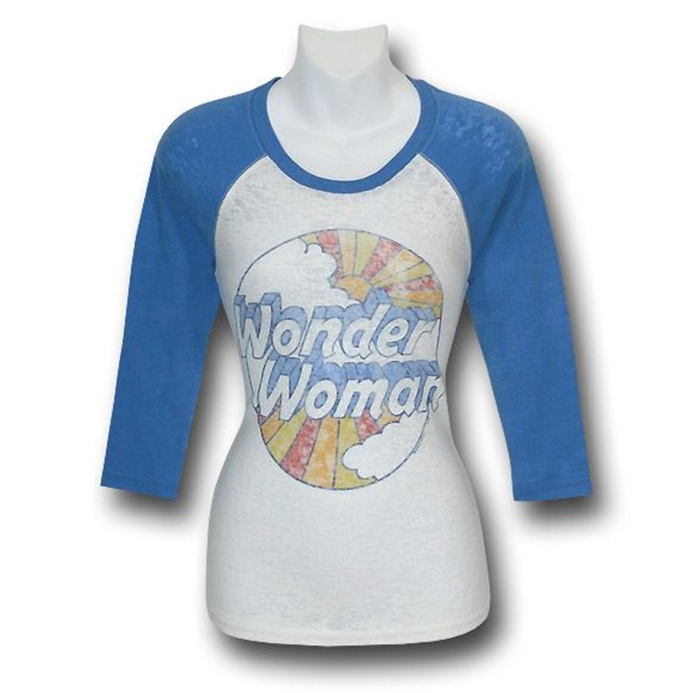 Wonder Woman Juniors Junk Food Raglan T-Shirt, White