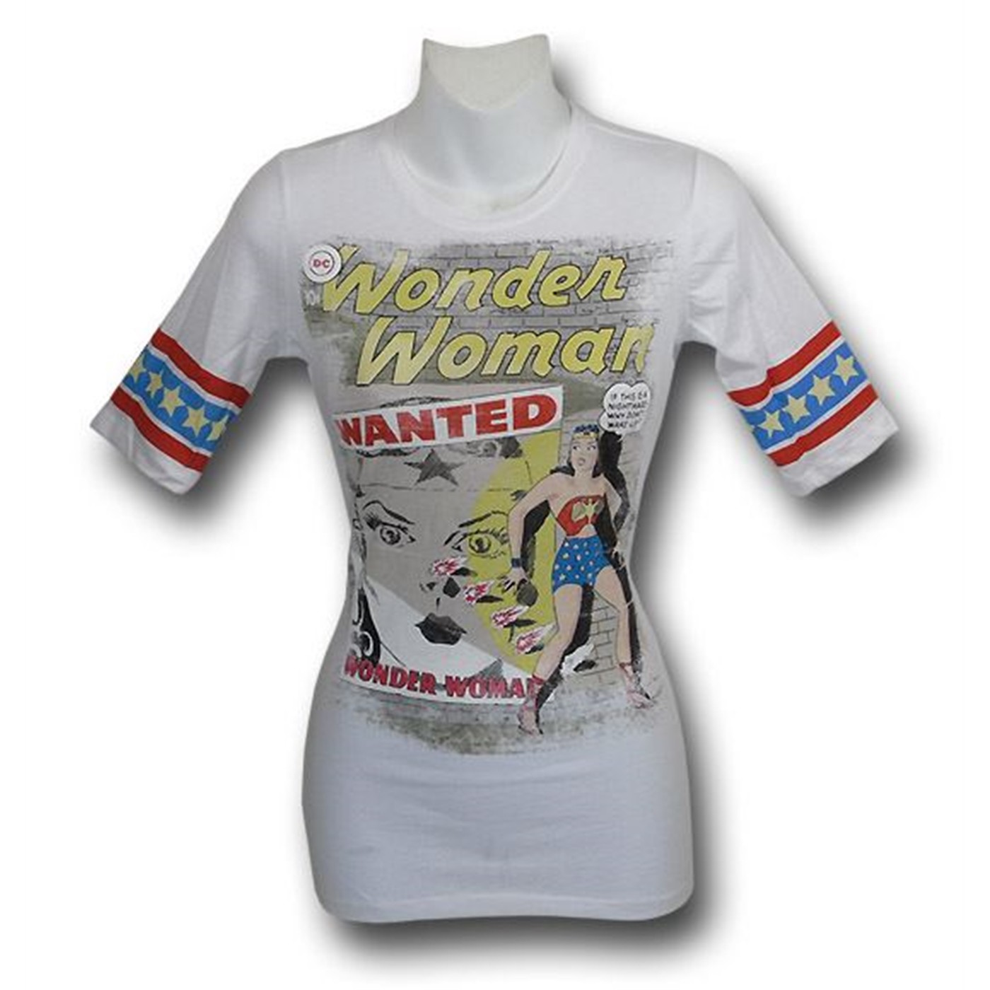 Wonder Woman Jr Womens Wanted Athletic T-Shirt, White