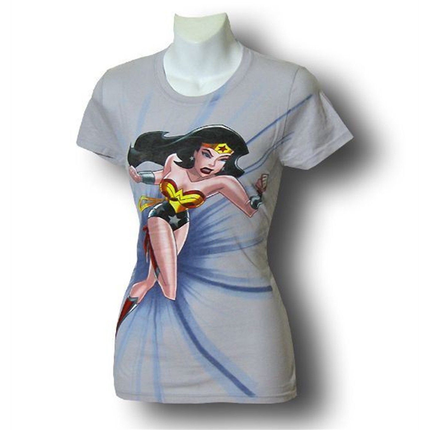 Wonder Woman Juniors Animated Run T-Shirt, Grey