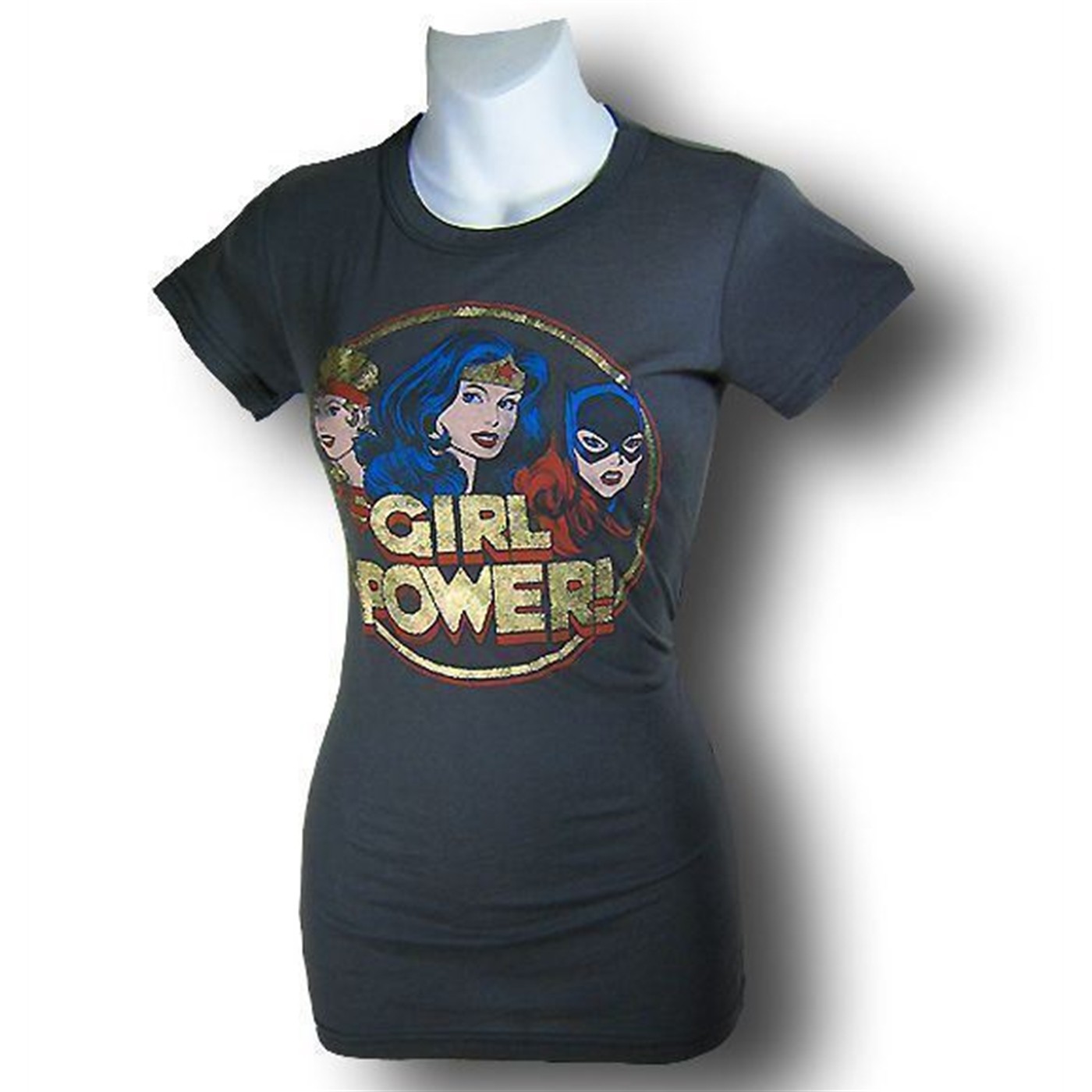 Wonder Woman Juniors Girl Power Foil T-Shirt, Black
