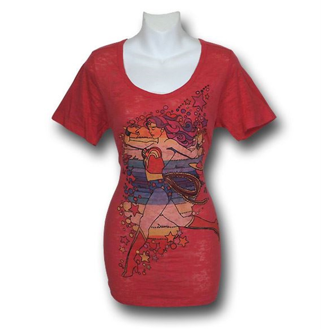 Wonder Woman Dreams Shear Jr Junk Food T-Shirt, Red